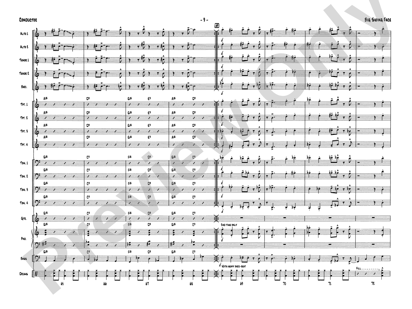 Big Swing Face: Jazz Ensemble Conductor Score & Parts