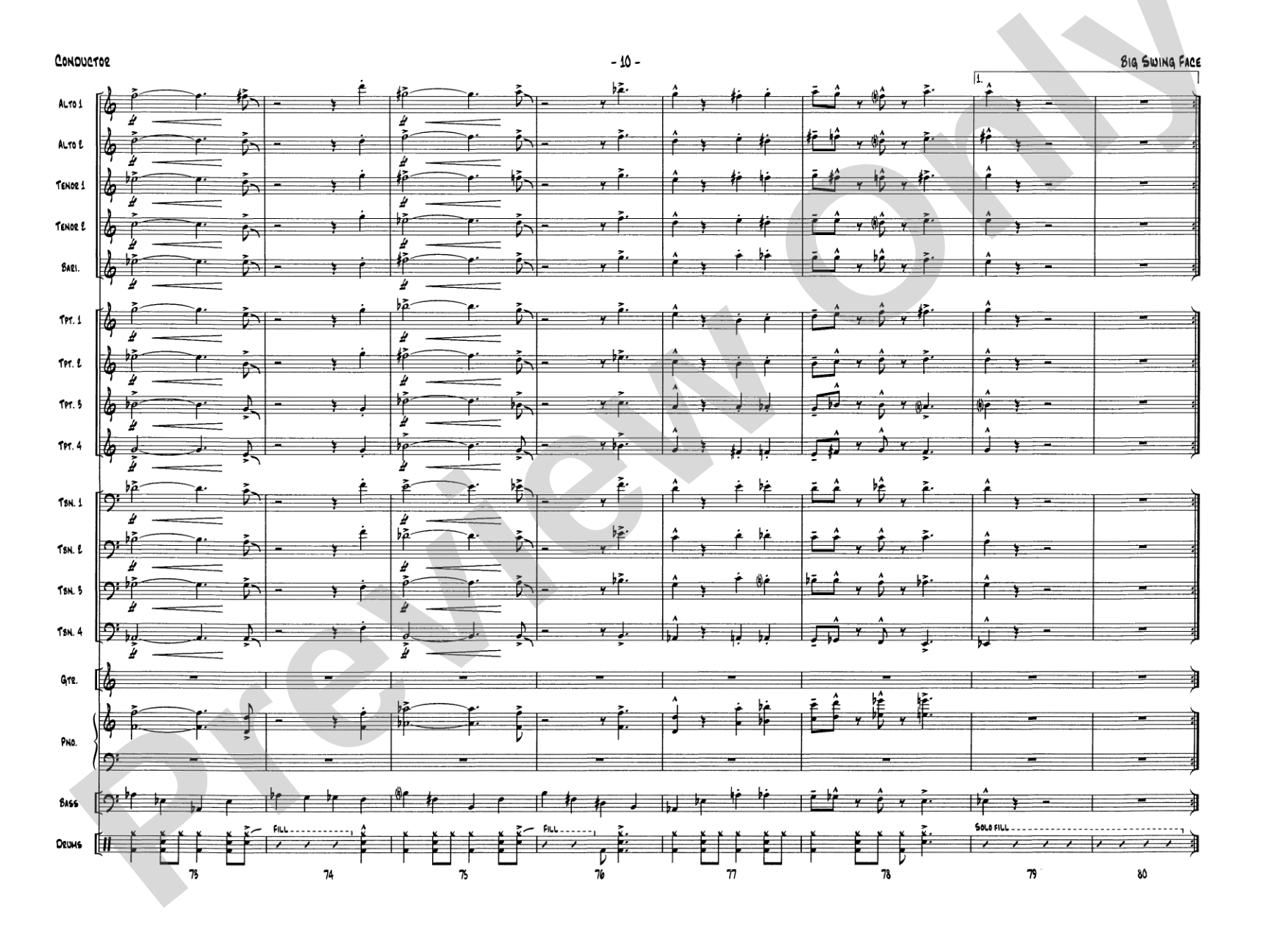 Big Swing Face: Jazz Ensemble Conductor Score & Parts