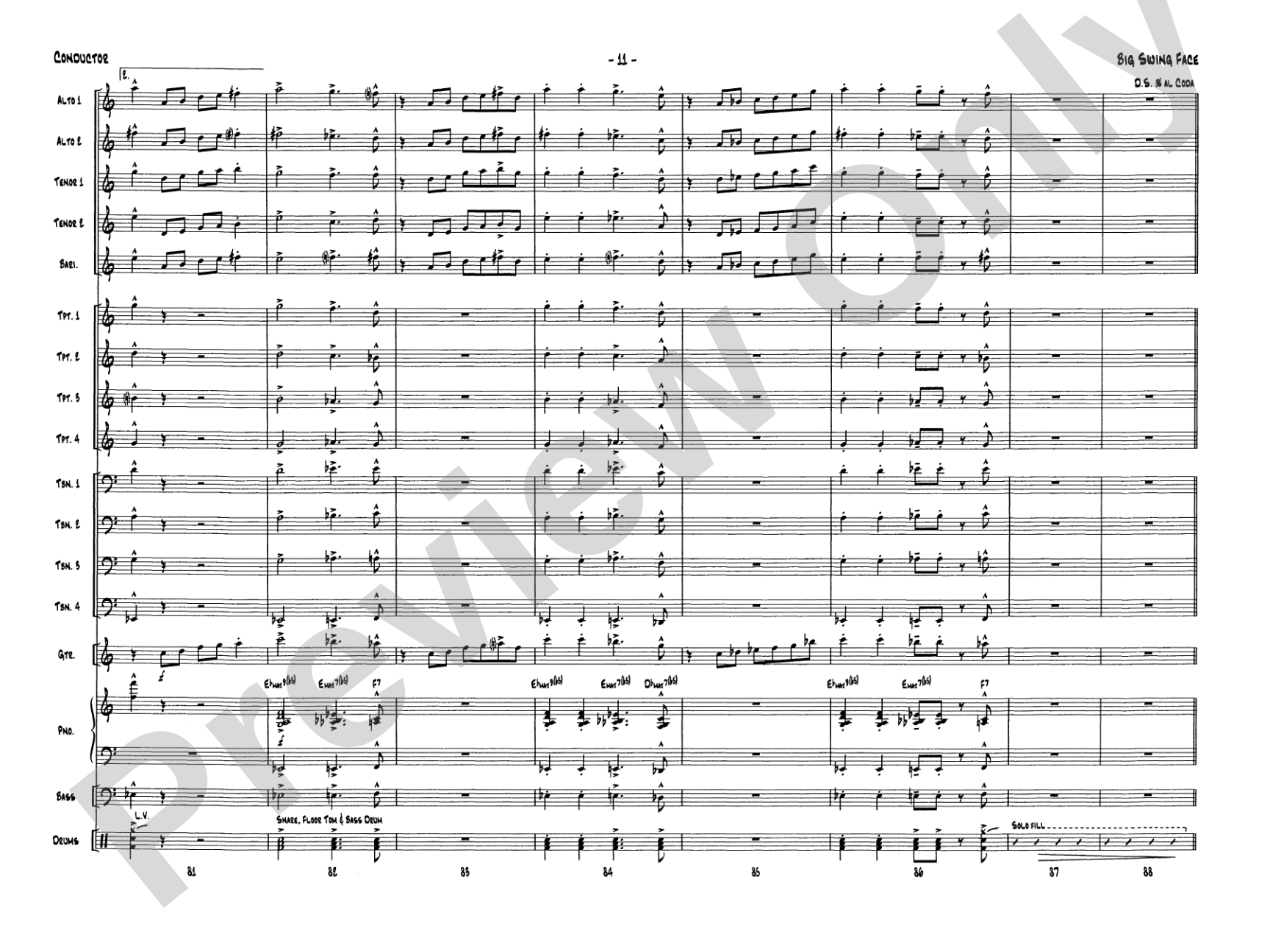 Big Swing Face: Jazz Ensemble Conductor Score & Parts