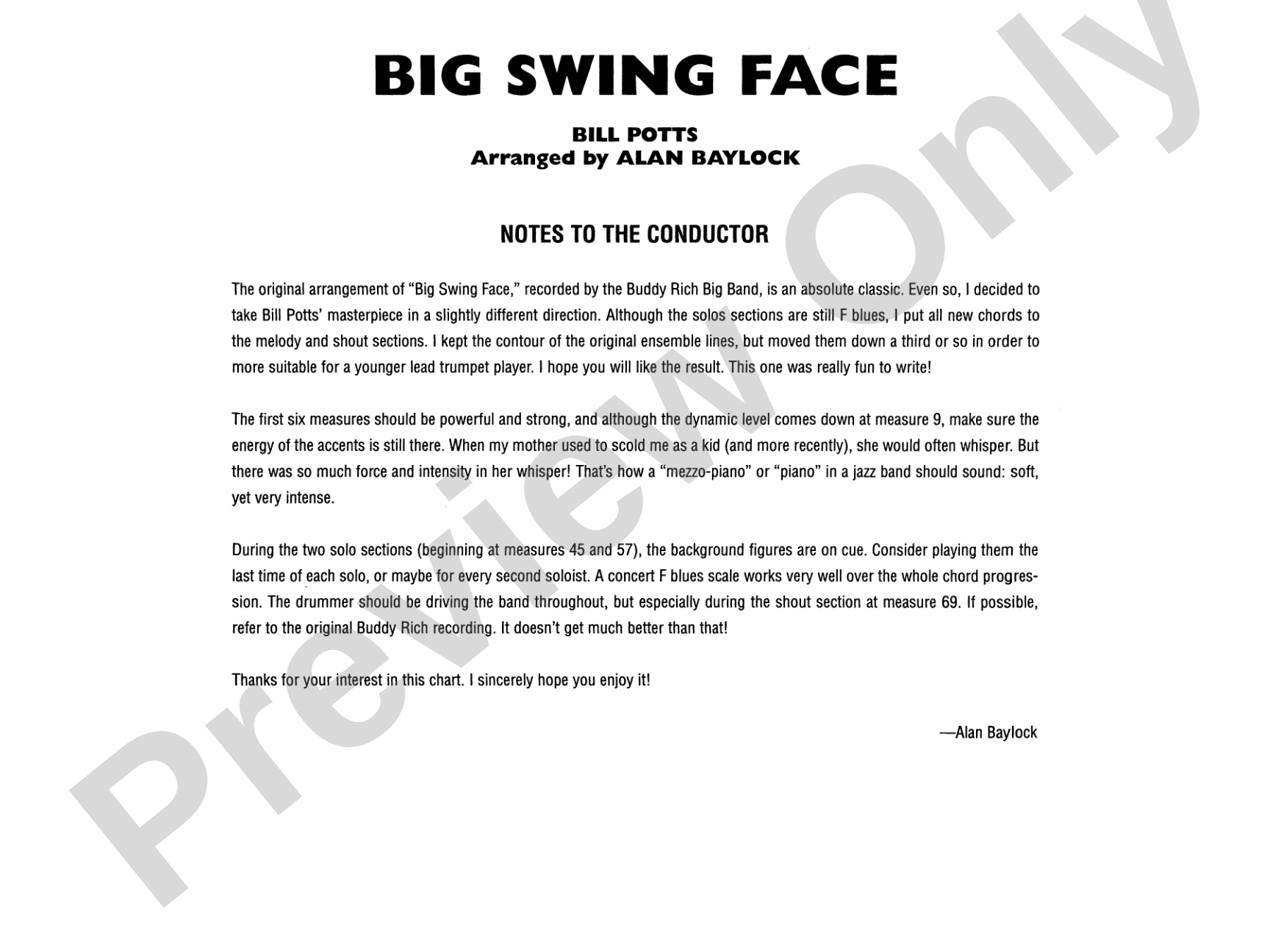 Big Swing Face: Jazz Ensemble Conductor Score & Parts