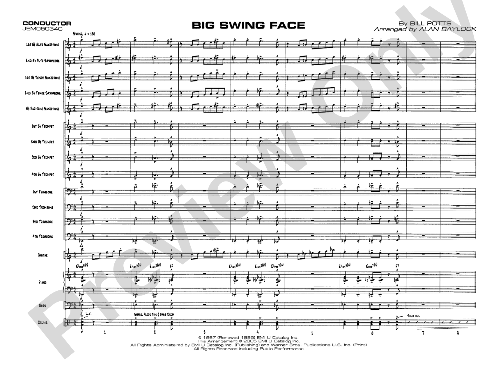 Big Swing Face: Jazz Ensemble Conductor Score & Parts