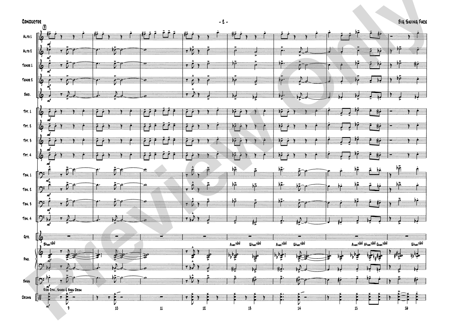 Big Swing Face: Jazz Ensemble Conductor Score & Parts