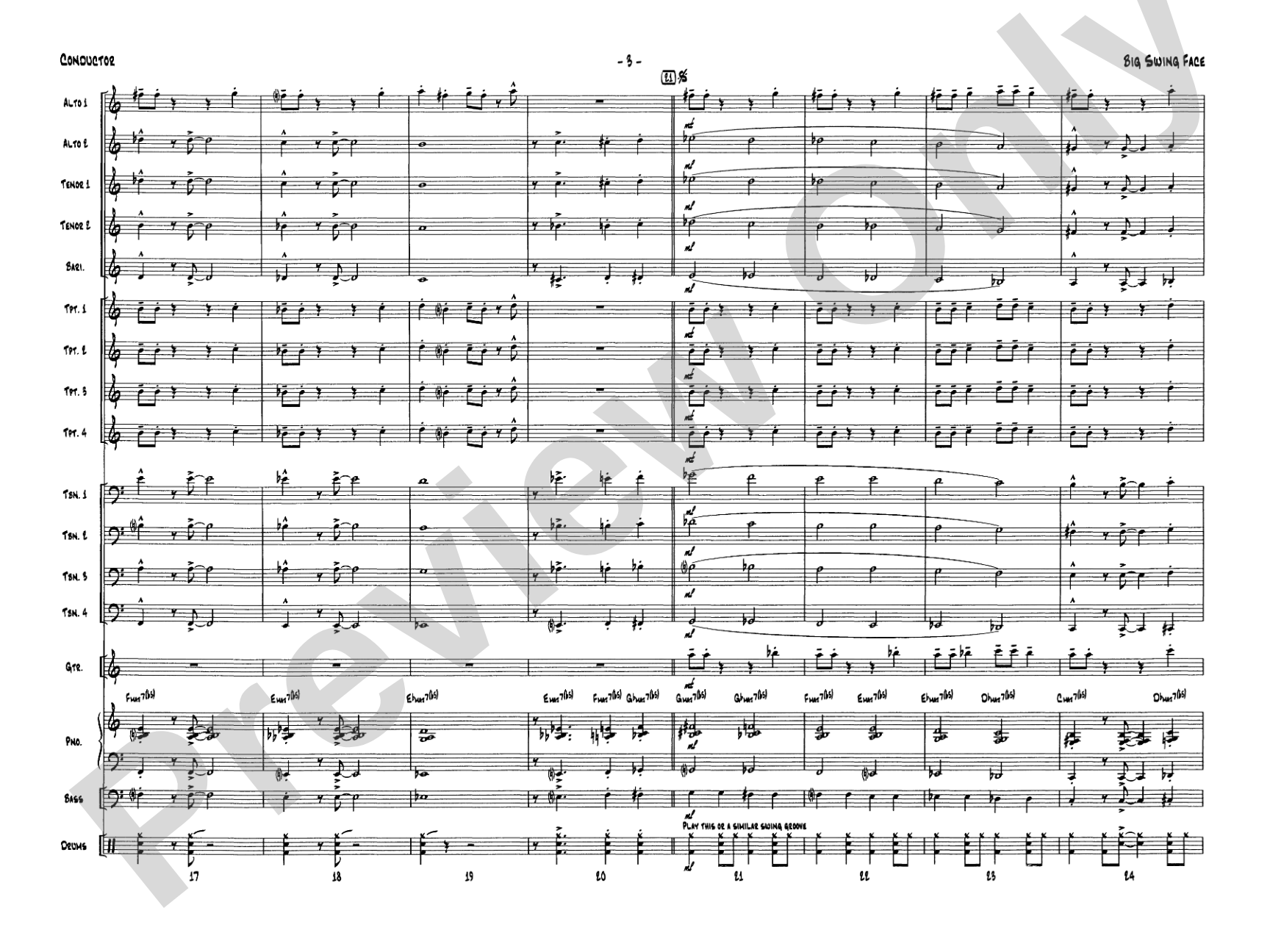 Big Swing Face: Jazz Ensemble Conductor Score & Parts