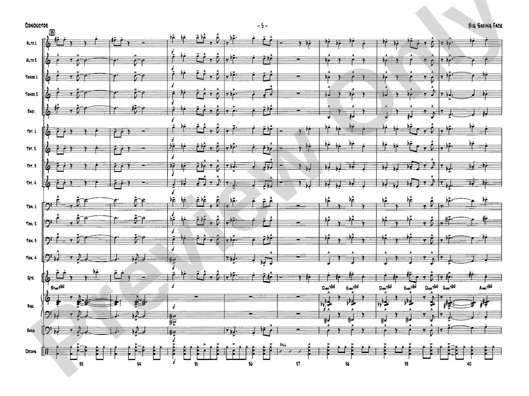 Big Swing Face: Jazz Ensemble Conductor Score & Parts