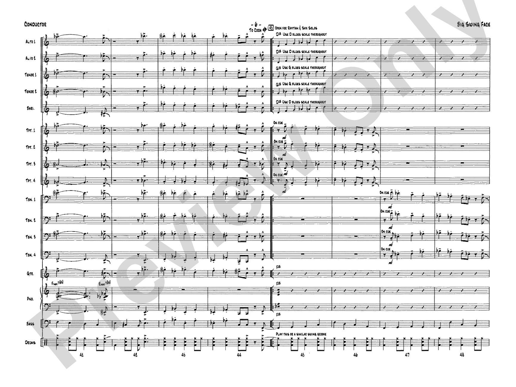 Big Swing Face: Jazz Ensemble Conductor Score & Parts