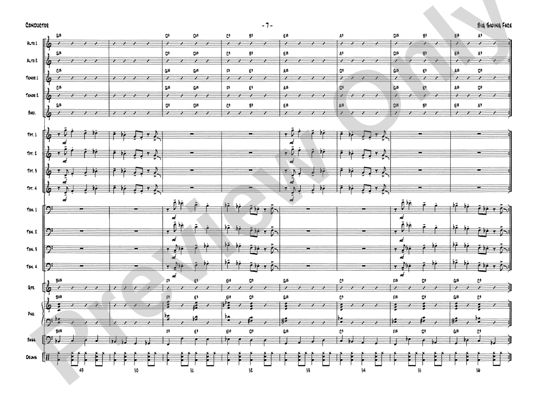 Big Swing Face: Jazz Ensemble Conductor Score & Parts
