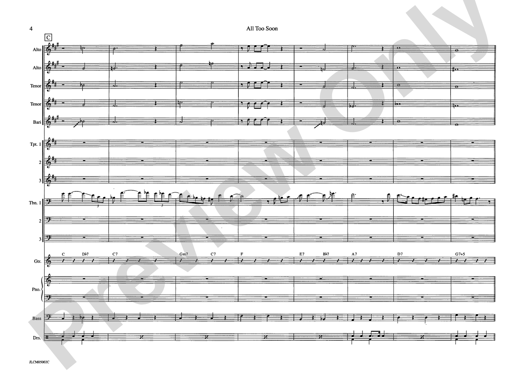 All Too Soon: Jazz Ensemble Conductor Score & Parts