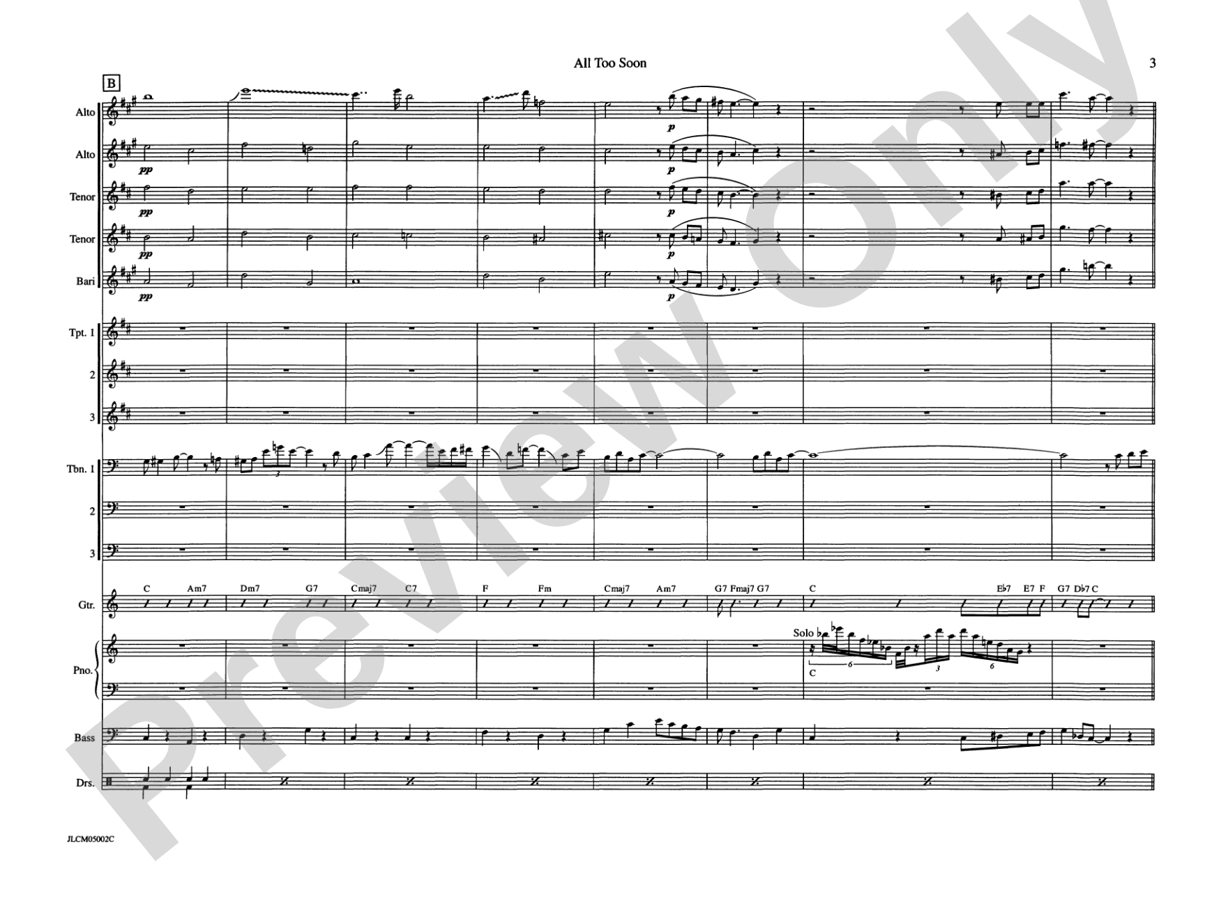 All Too Soon: Jazz Ensemble Conductor Score & Parts