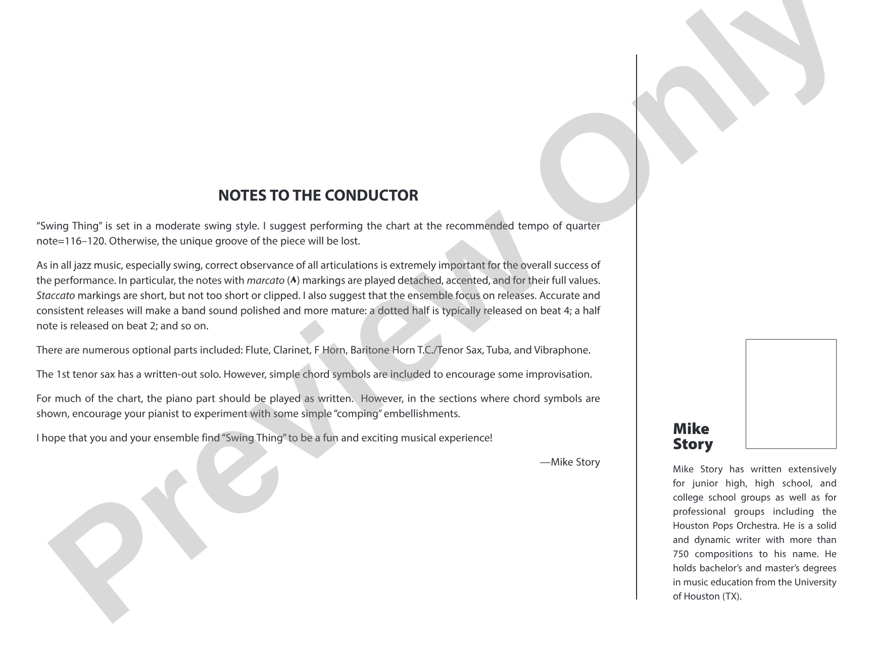 Swing Thing: Jazz Ensemble Conductor Score & Parts