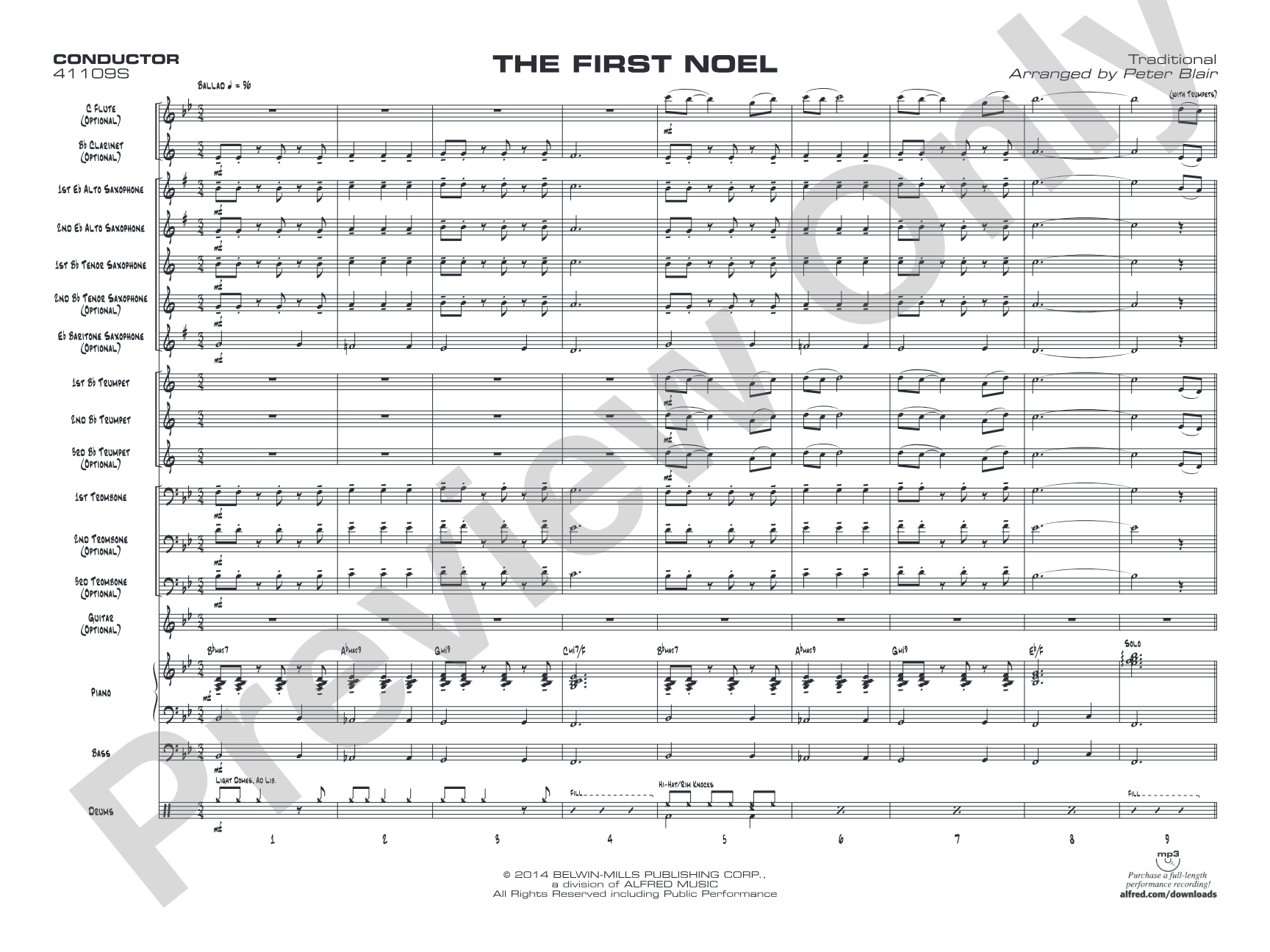 The First Noel: Jazz Ensemble Conductor Score & Parts