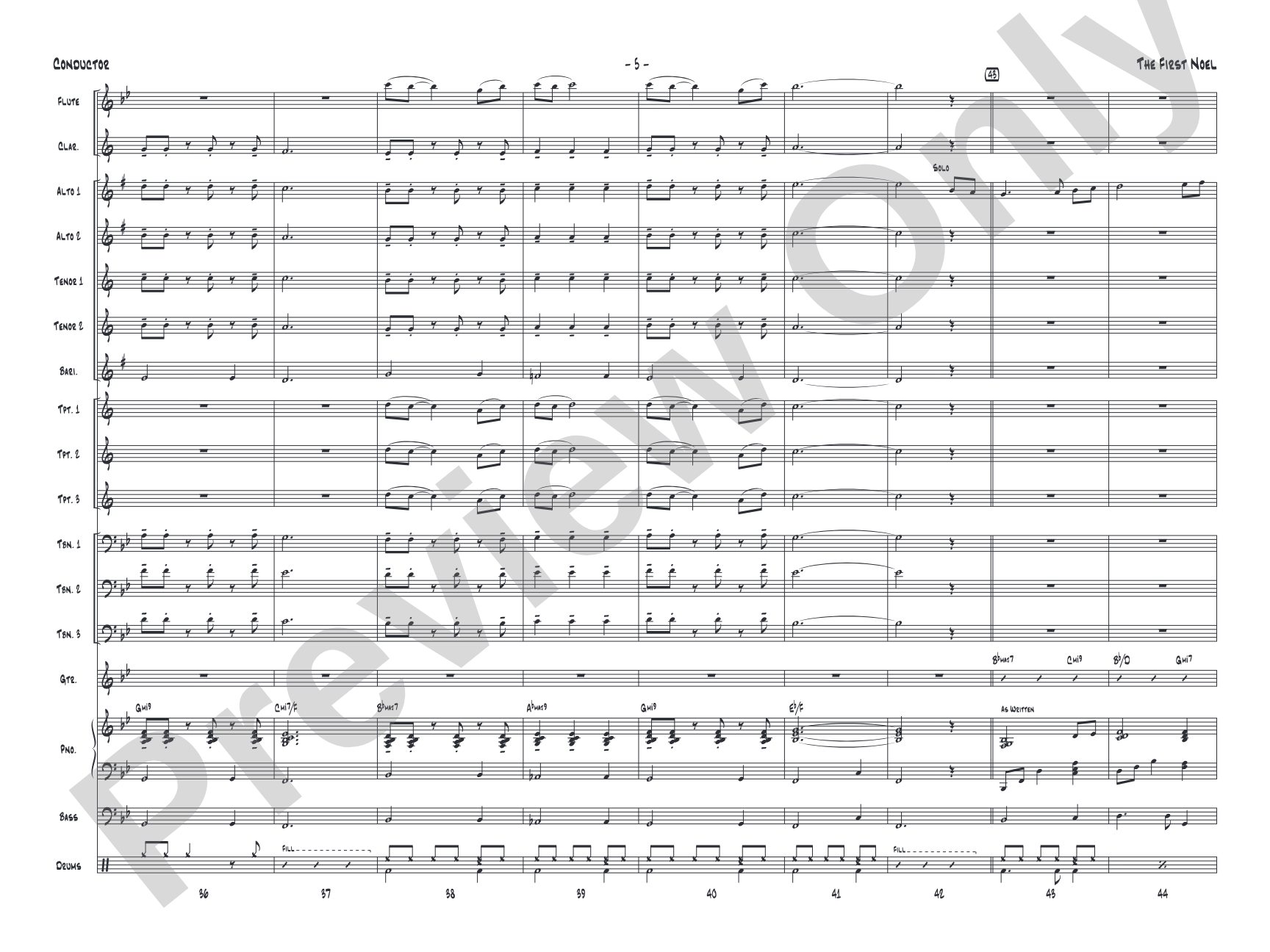 The First Noel: Jazz Ensemble Conductor Score & Parts