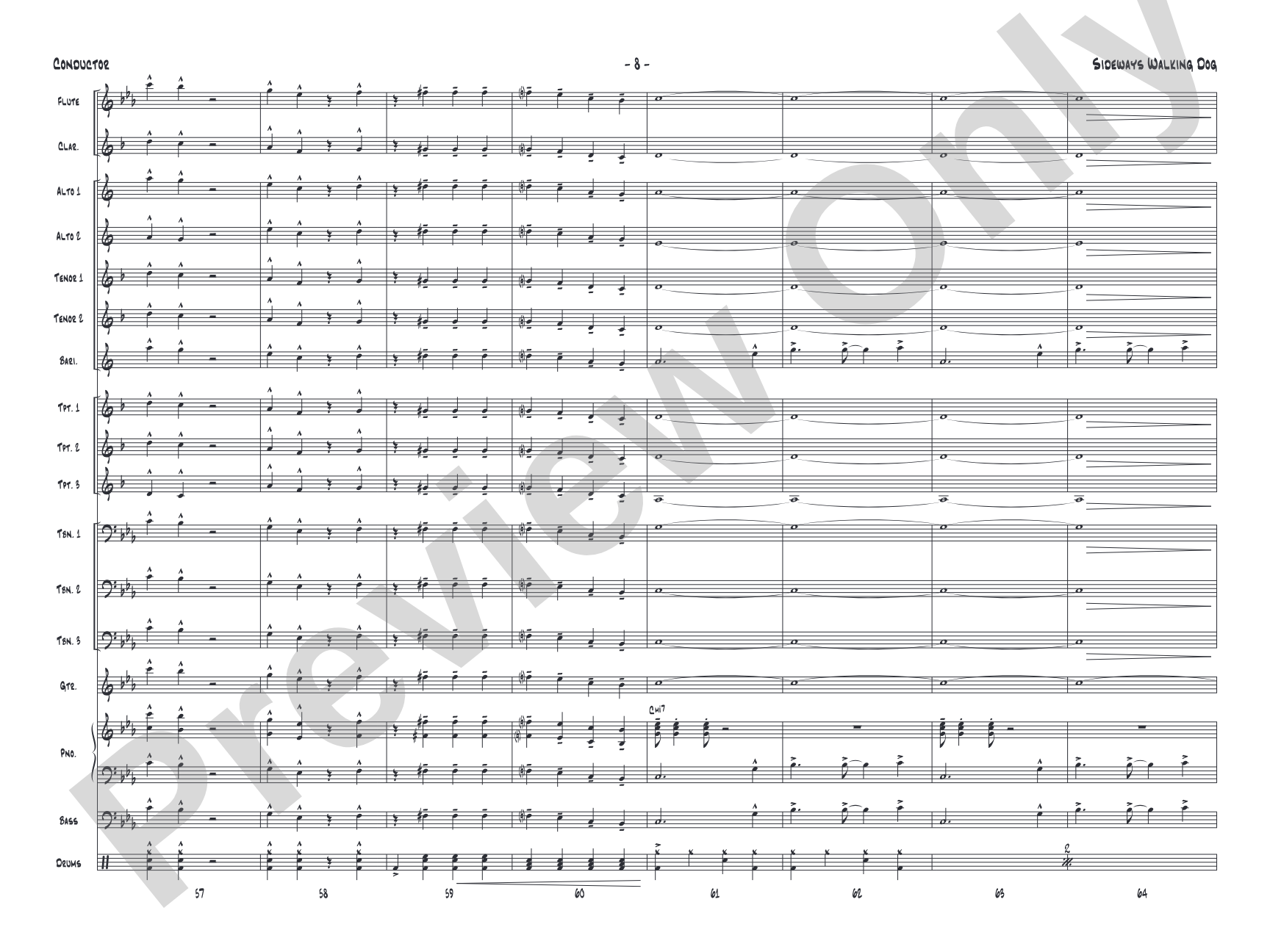 Sideways Walking Dog: Jazz Ensemble Conductor Score & Parts