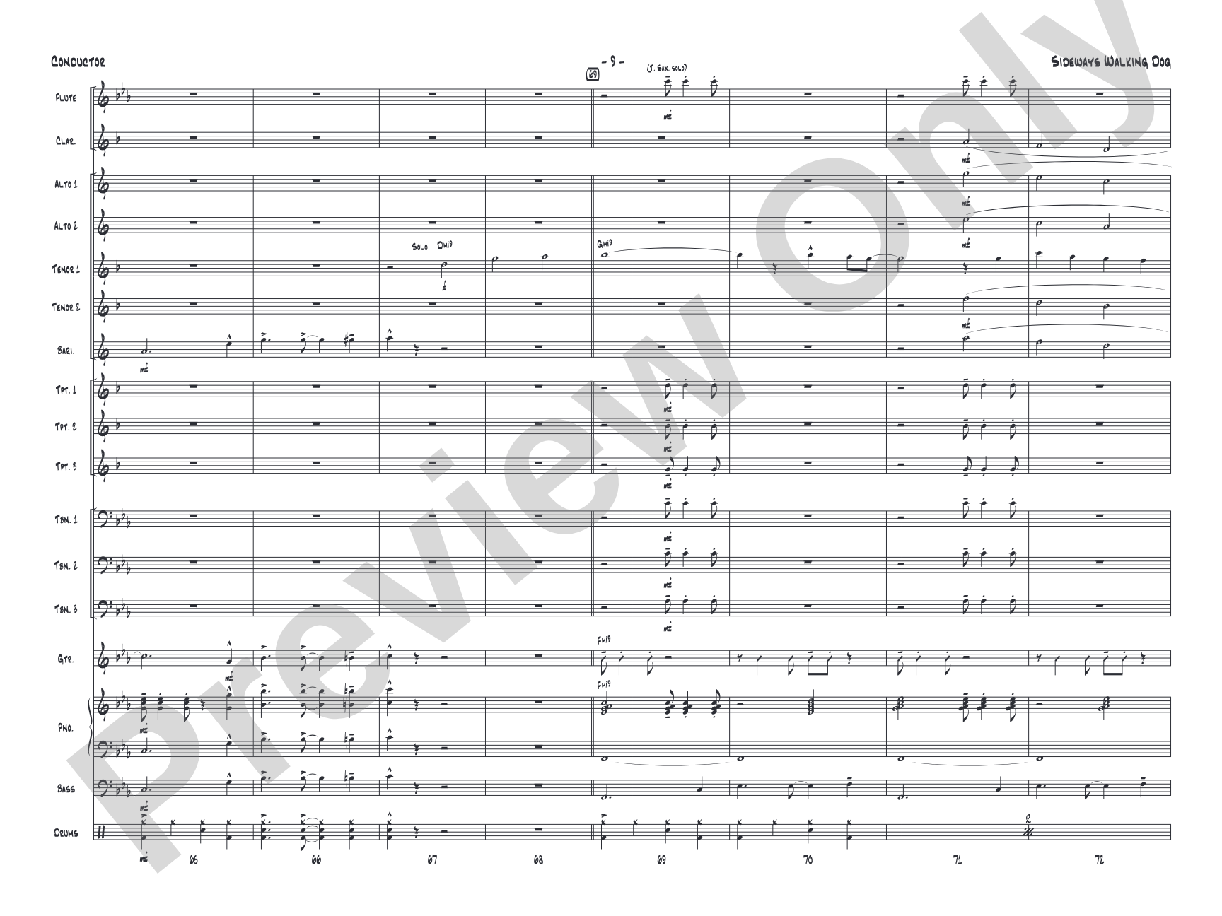 Sideways Walking Dog: Jazz Ensemble Conductor Score & Parts