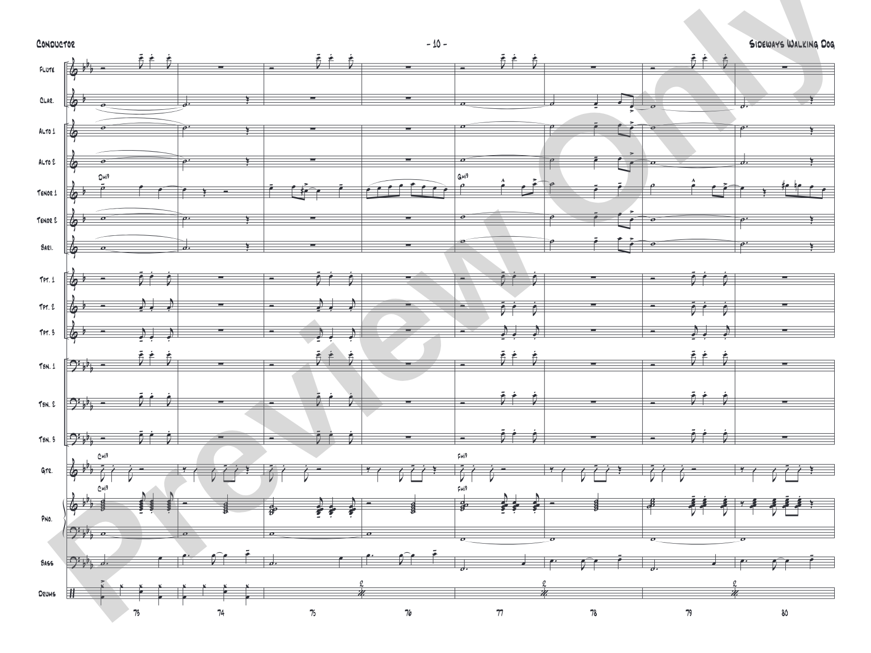 Sideways Walking Dog: Jazz Ensemble Conductor Score & Parts