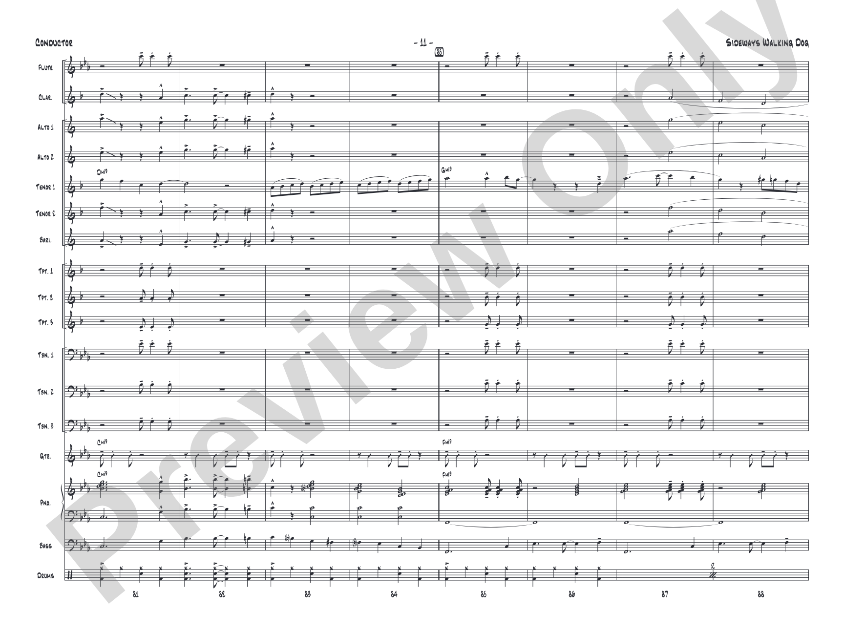 Sideways Walking Dog: Jazz Ensemble Conductor Score & Parts