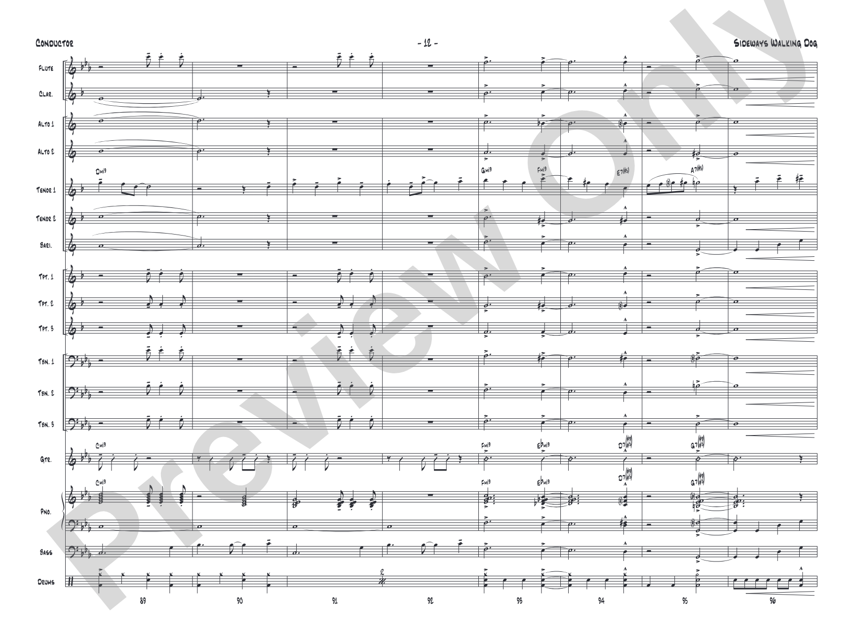 Sideways Walking Dog: Jazz Ensemble Conductor Score & Parts