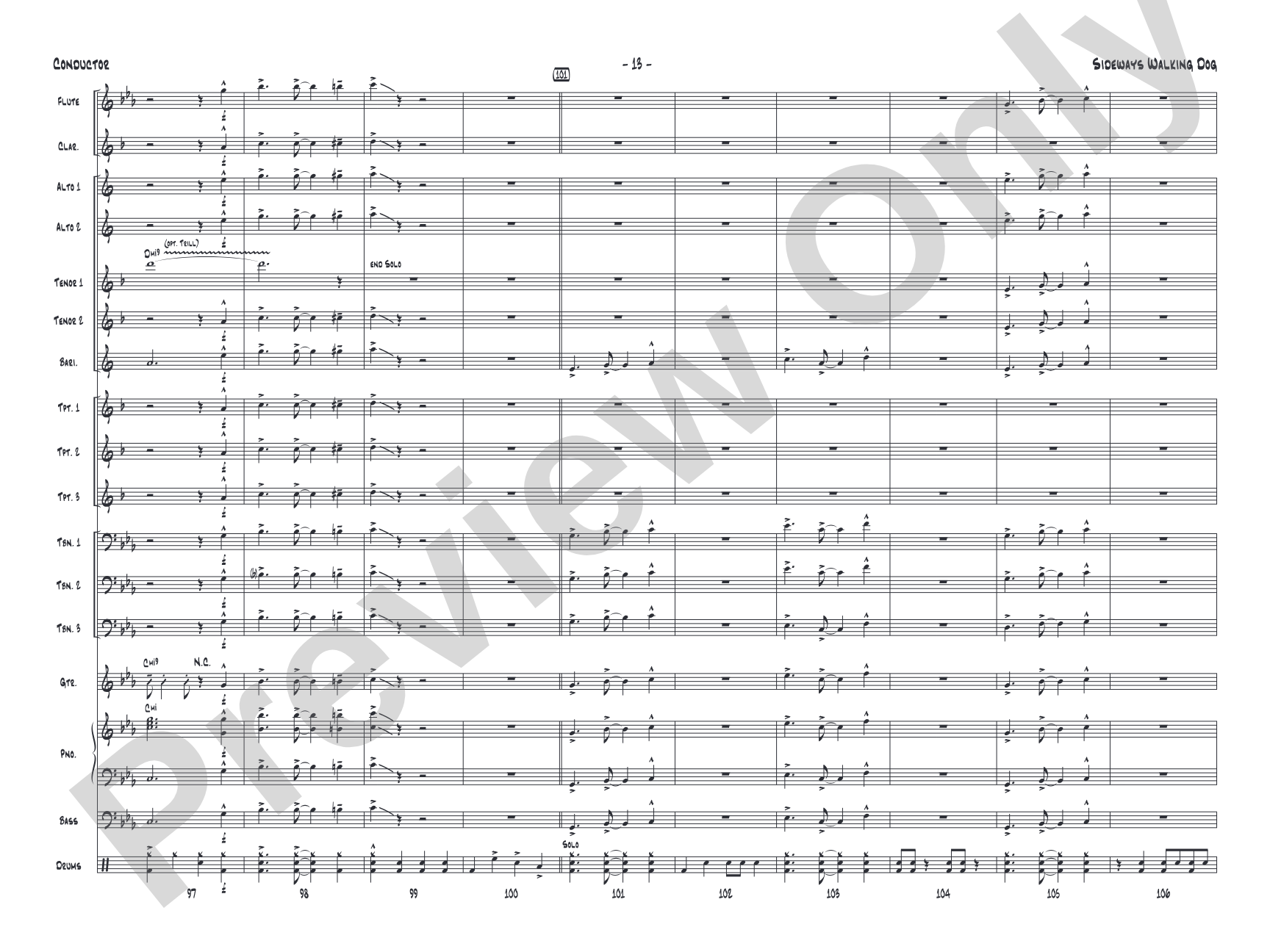 Sideways Walking Dog: Jazz Ensemble Conductor Score & Parts