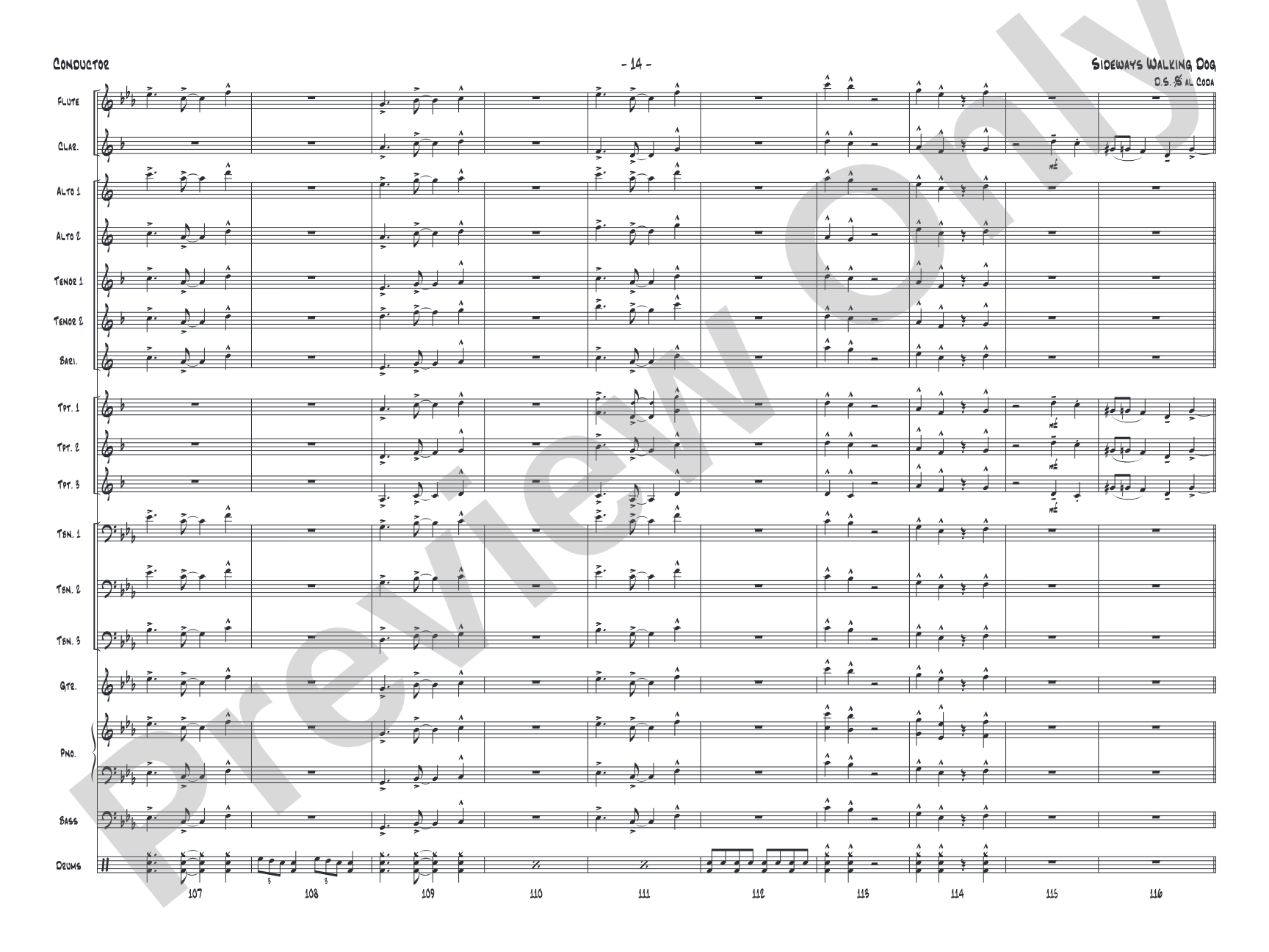 Sideways Walking Dog: Jazz Ensemble Conductor Score & Parts