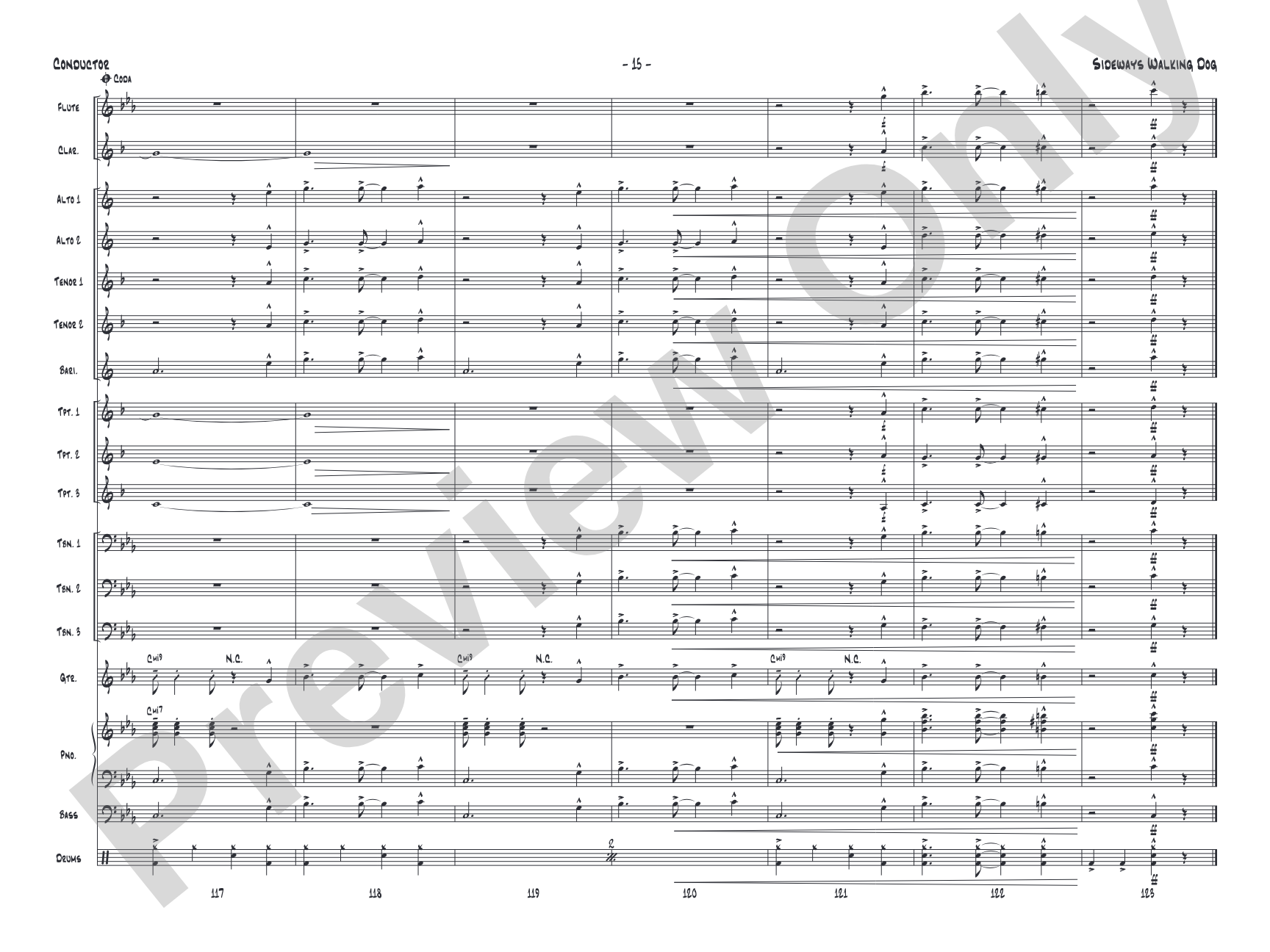 Sideways Walking Dog: Jazz Ensemble Conductor Score & Parts