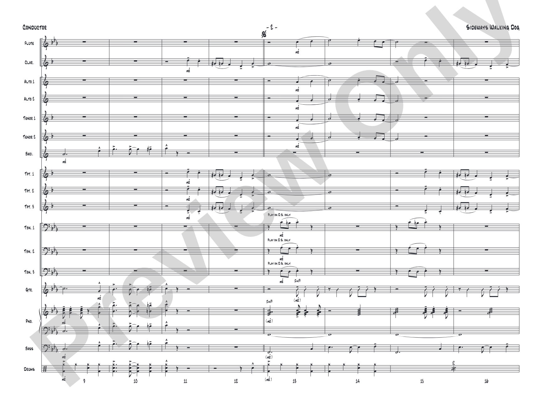 Sideways Walking Dog: Jazz Ensemble Conductor Score & Parts