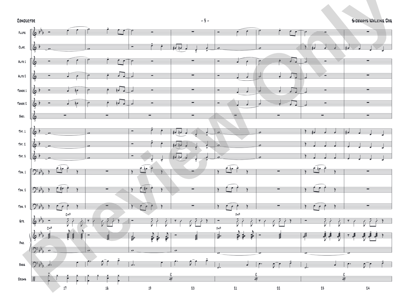 Sideways Walking Dog: Jazz Ensemble Conductor Score & Parts