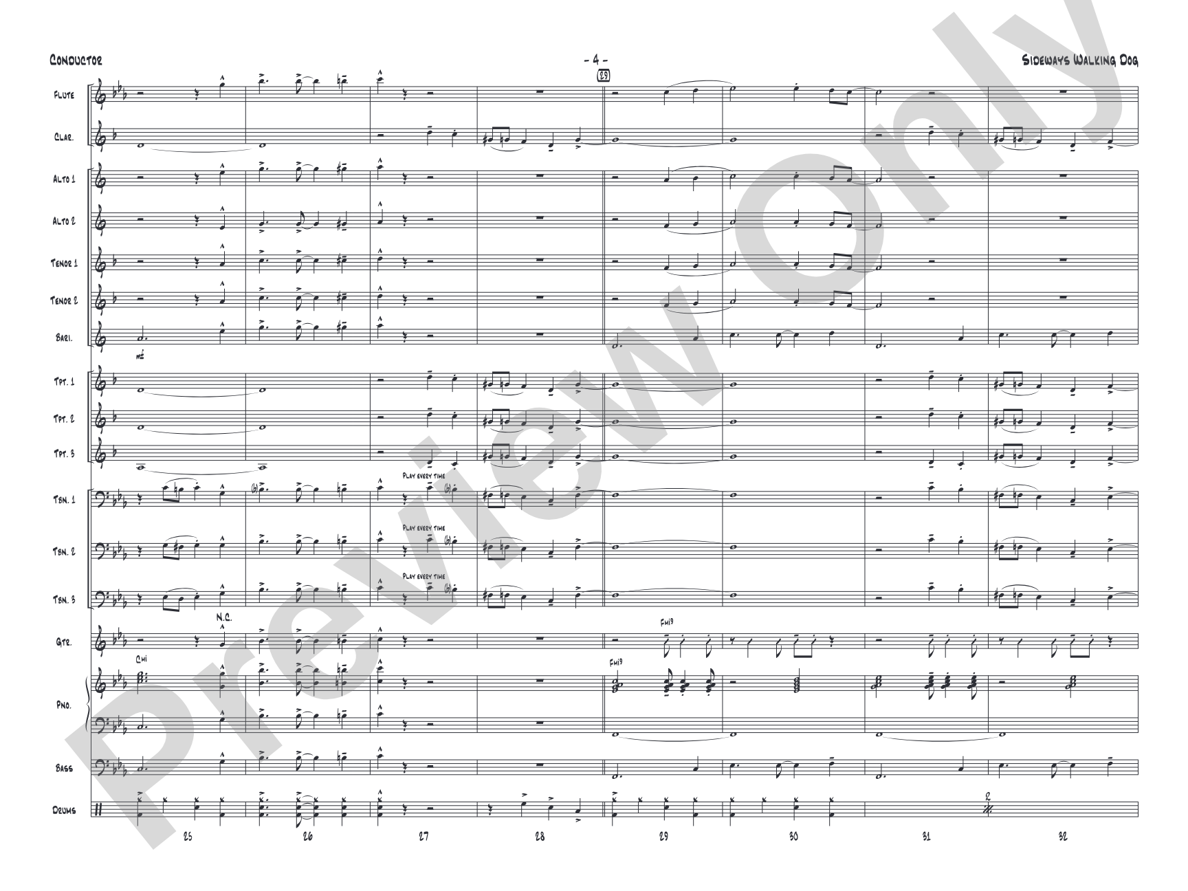 Sideways Walking Dog: Jazz Ensemble Conductor Score & Parts
