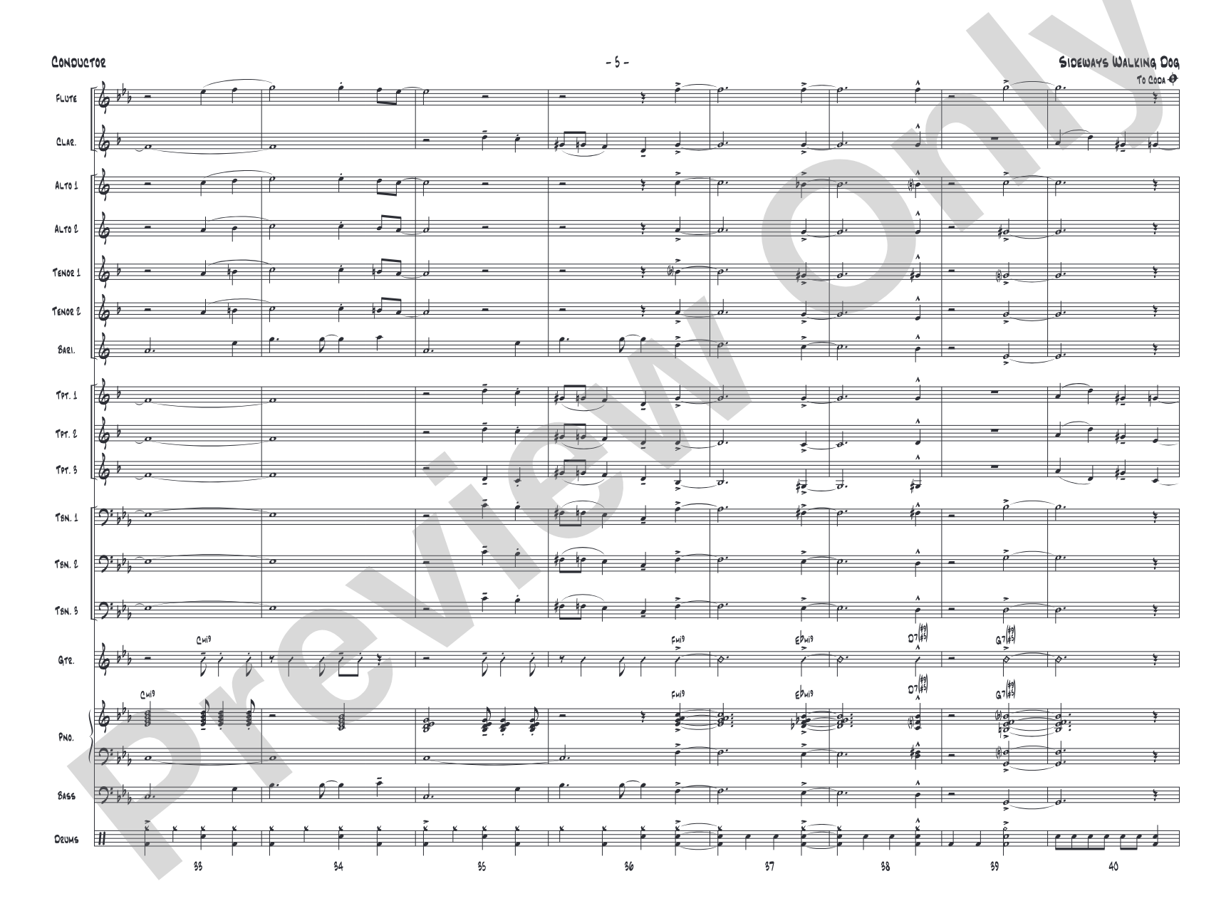 Sideways Walking Dog: Jazz Ensemble Conductor Score & Parts