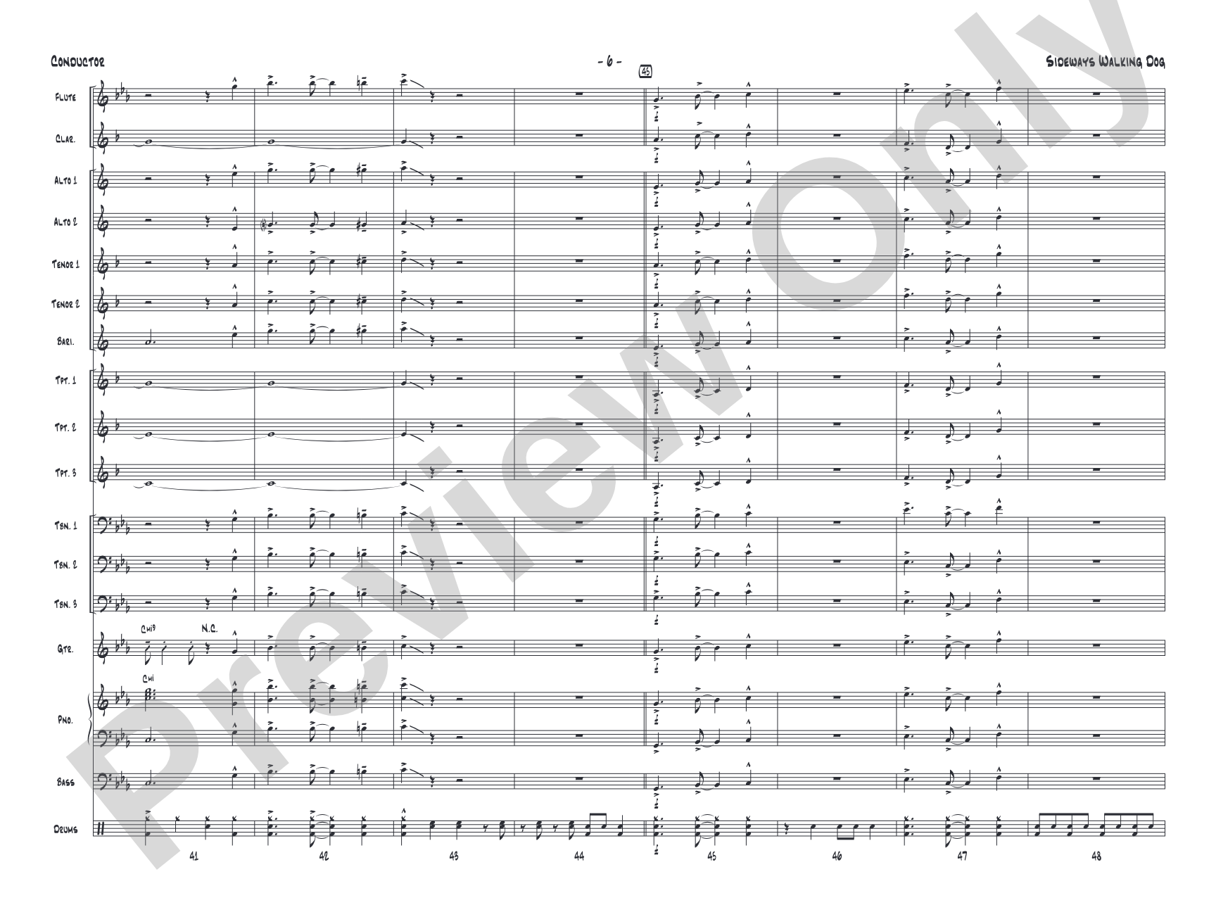 Sideways Walking Dog: Jazz Ensemble Conductor Score & Parts
