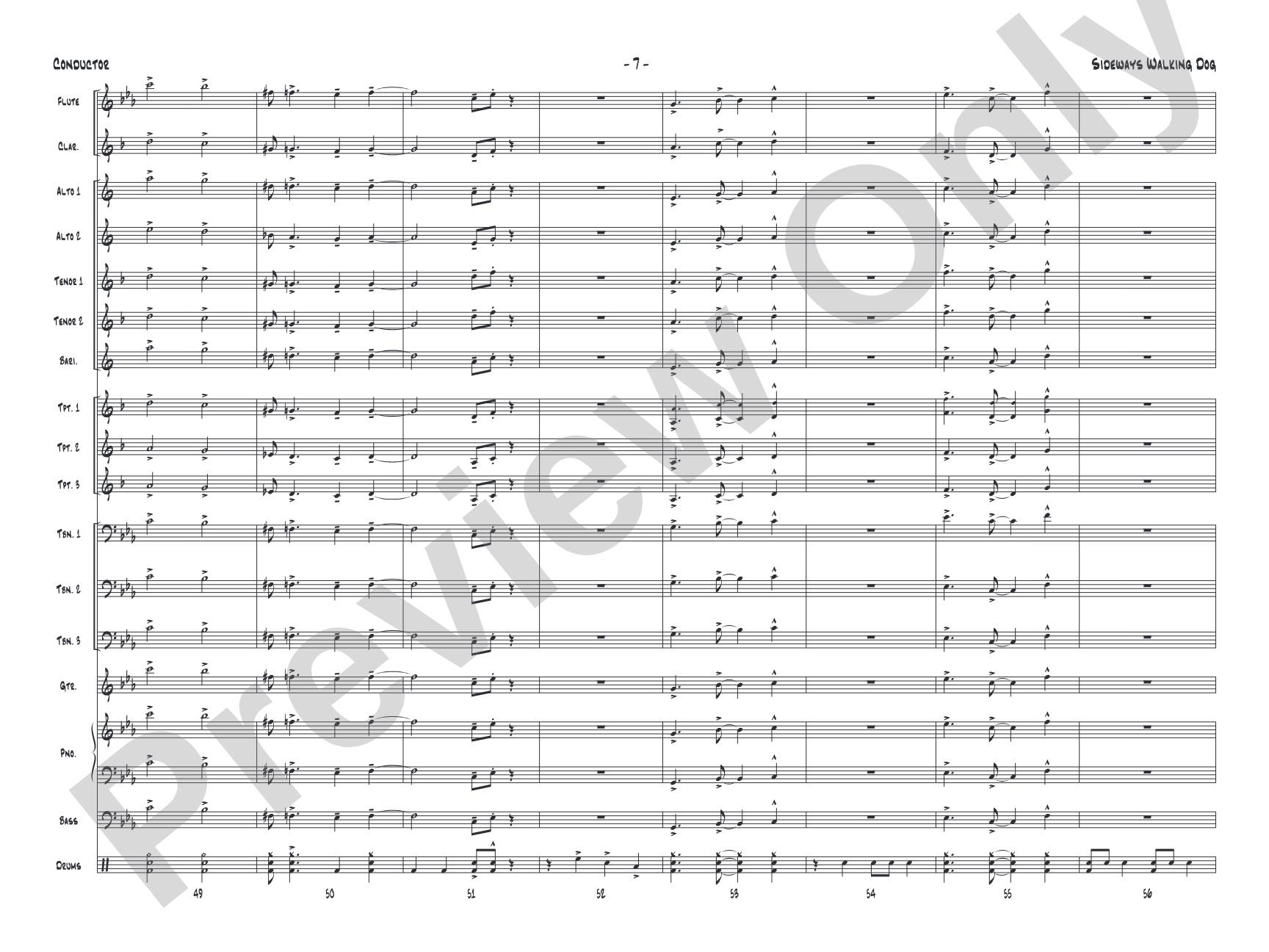 Sideways Walking Dog: Jazz Ensemble Conductor Score & Parts