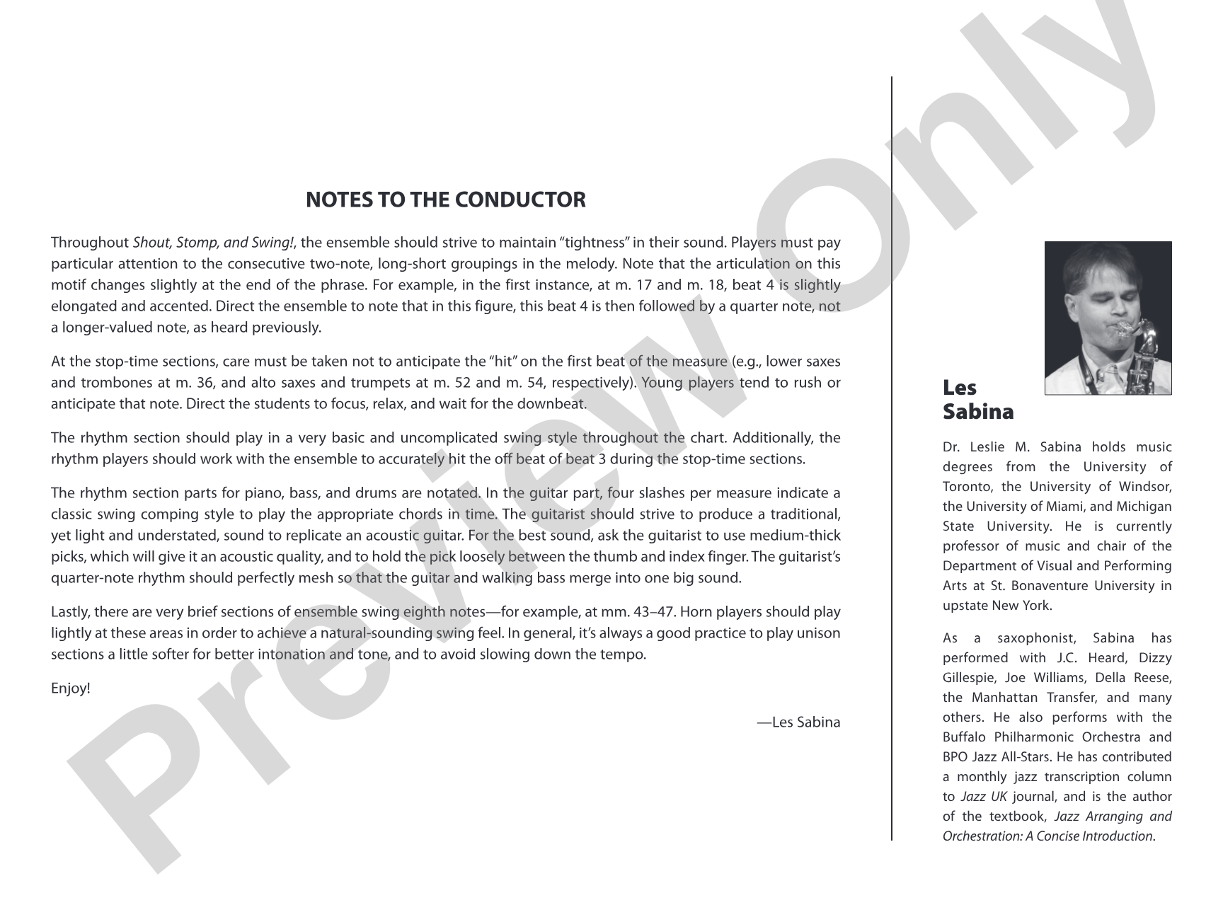 Shout, Stomp, and Swing!: Jazz Ensemble Conductor Score & Parts