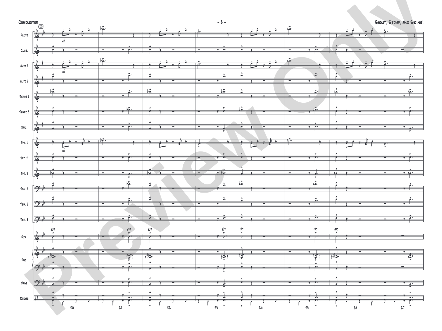 Shout, Stomp, and Swing!: Jazz Ensemble Conductor Score & Parts