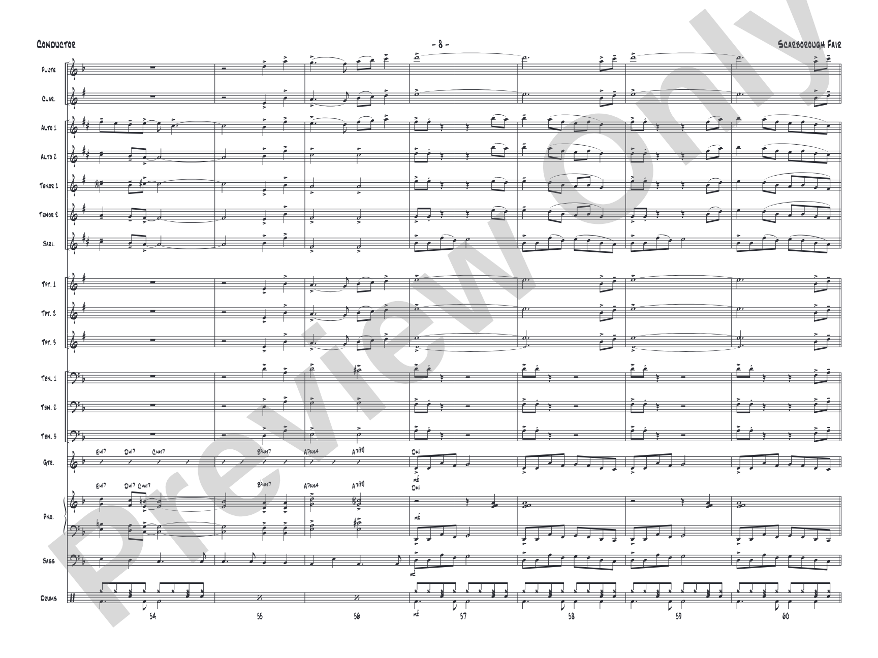 Scarborough Fair: Jazz Ensemble Conductor Score & Parts