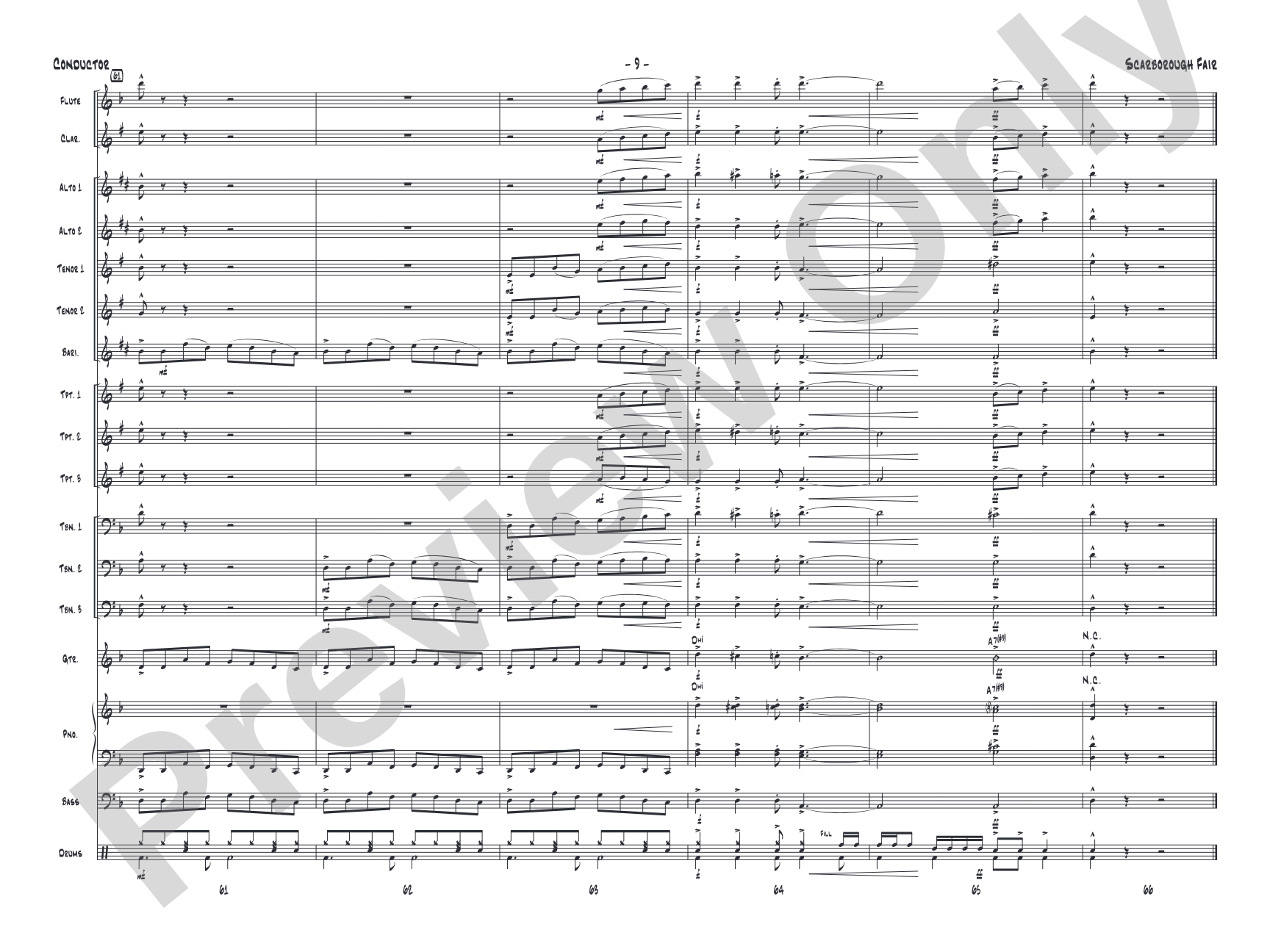 Scarborough Fair: Jazz Ensemble Conductor Score & Parts