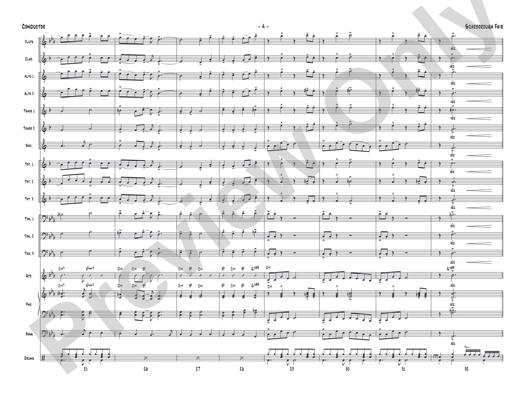 Scarborough Fair: Jazz Ensemble Conductor Score & Parts