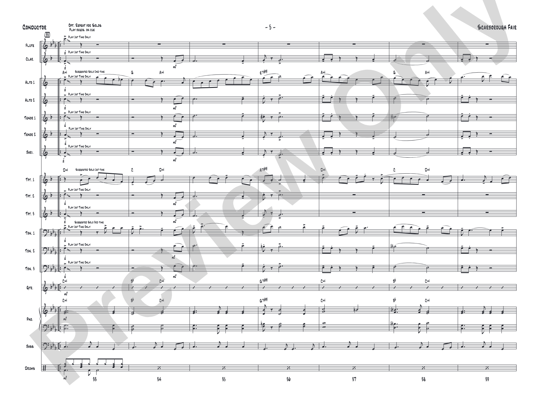 Scarborough Fair: Jazz Ensemble Conductor Score & Parts