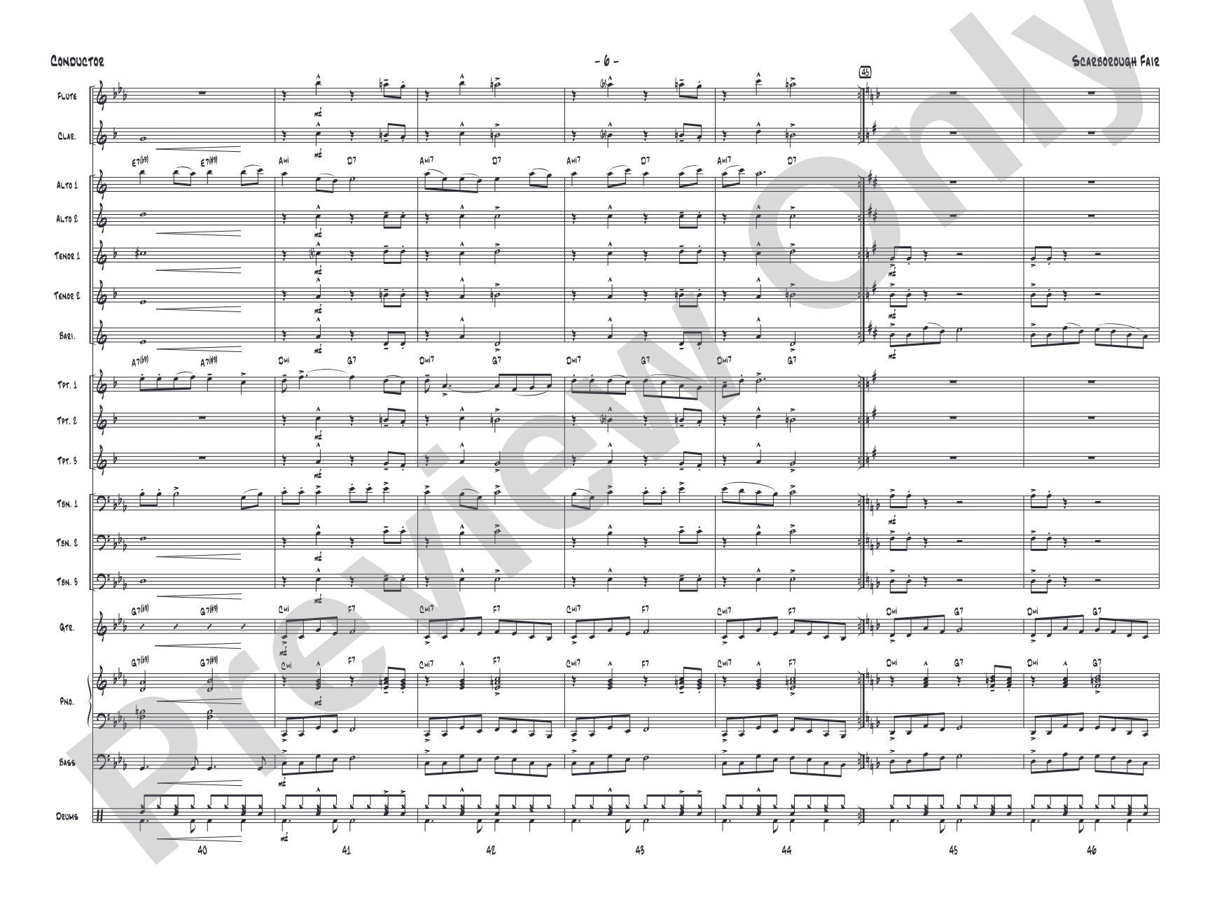 Scarborough Fair: Jazz Ensemble Conductor Score & Parts