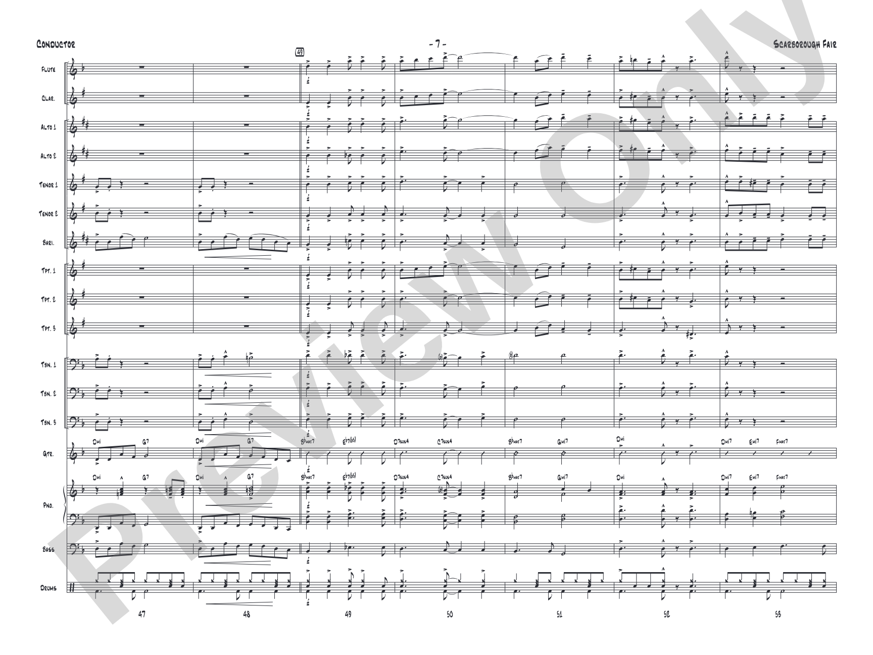 Scarborough Fair: Jazz Ensemble Conductor Score & Parts