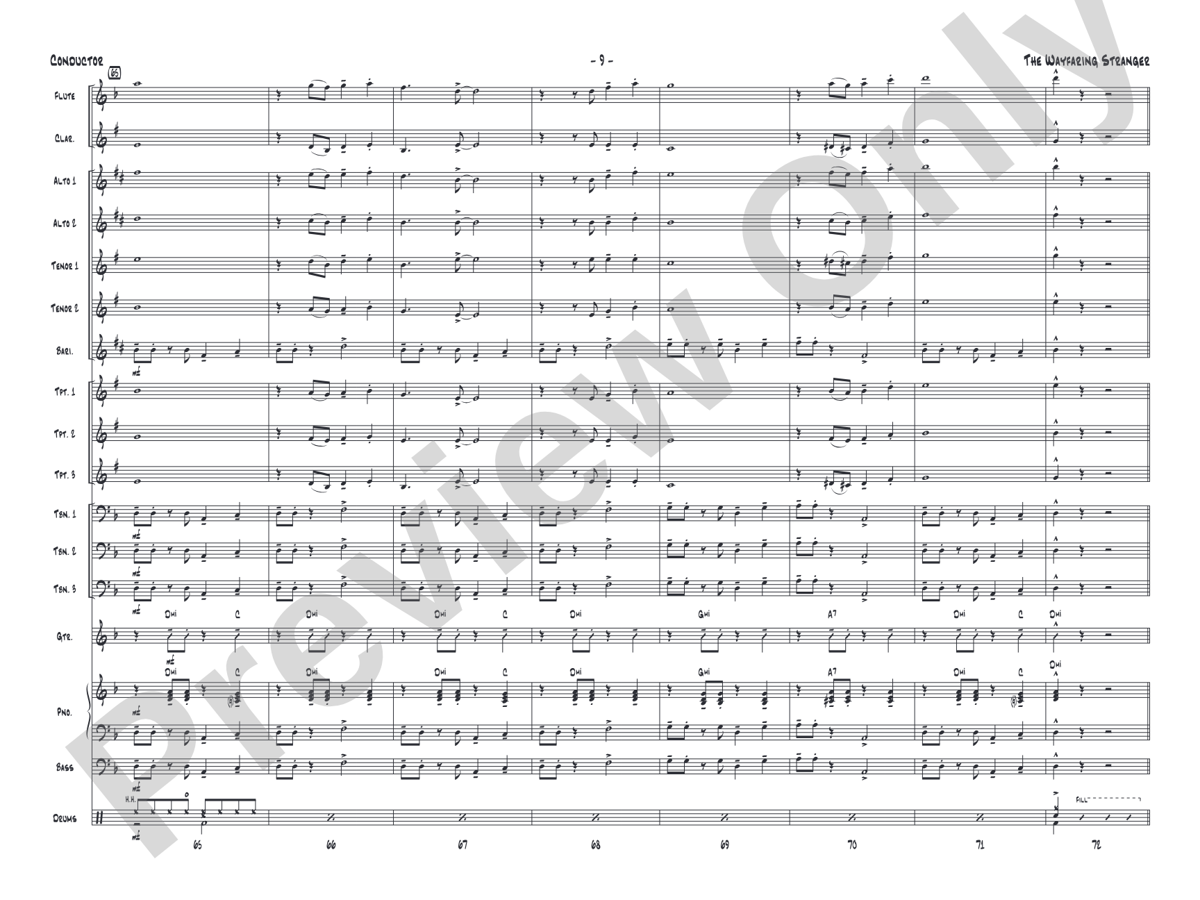 The Wayfaring Stranger: Jazz Ensemble Conductor Score & Parts