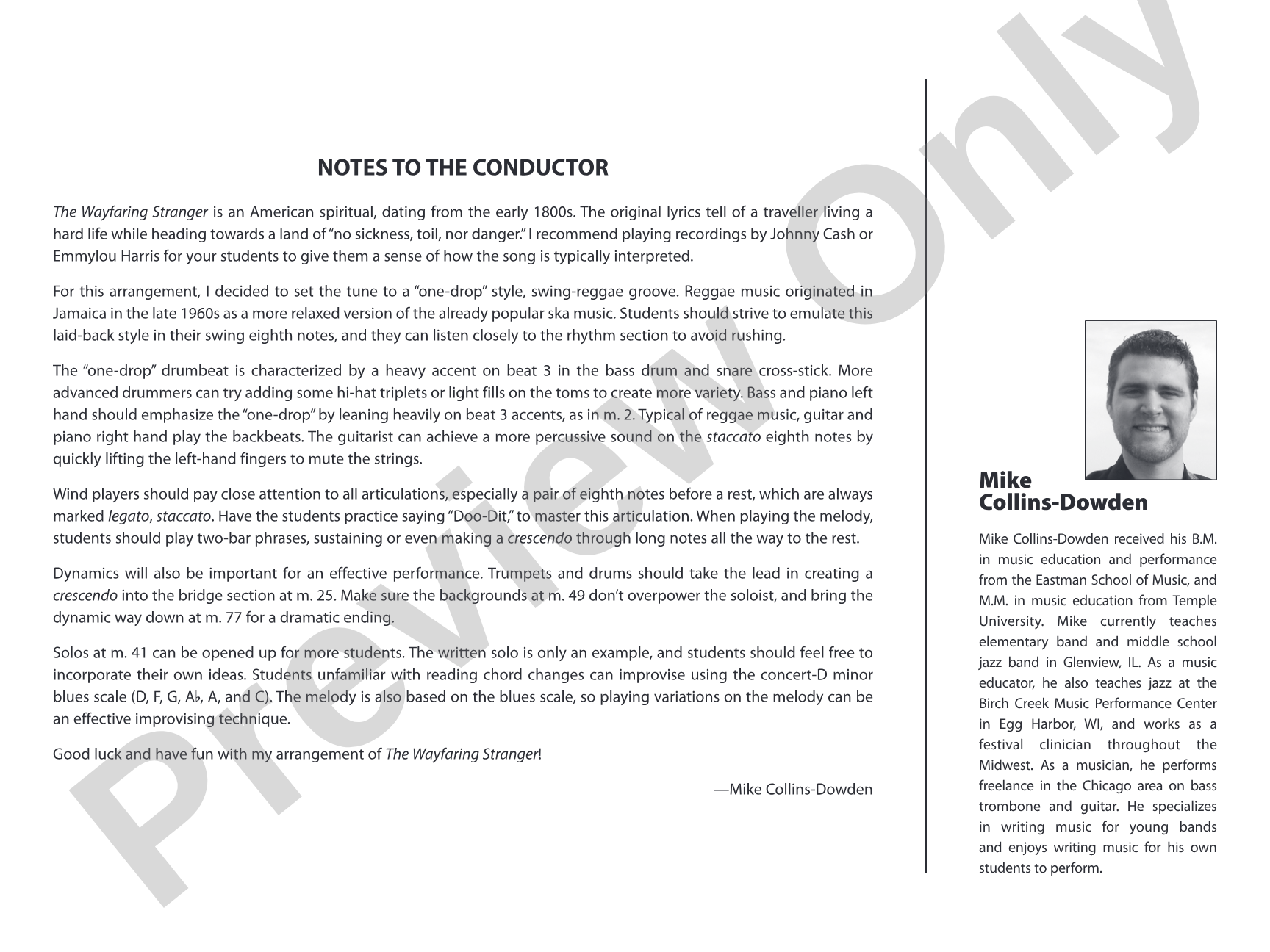 The Wayfaring Stranger: Jazz Ensemble Conductor Score & Parts