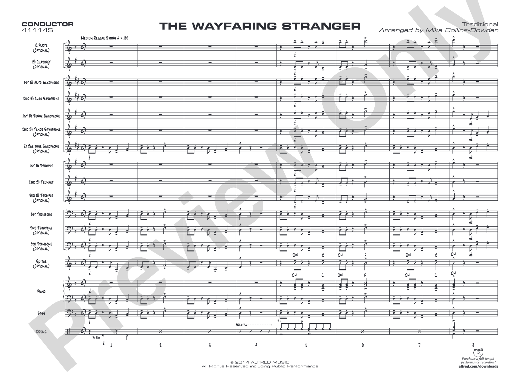 The Wayfaring Stranger: Jazz Ensemble Conductor Score & Parts