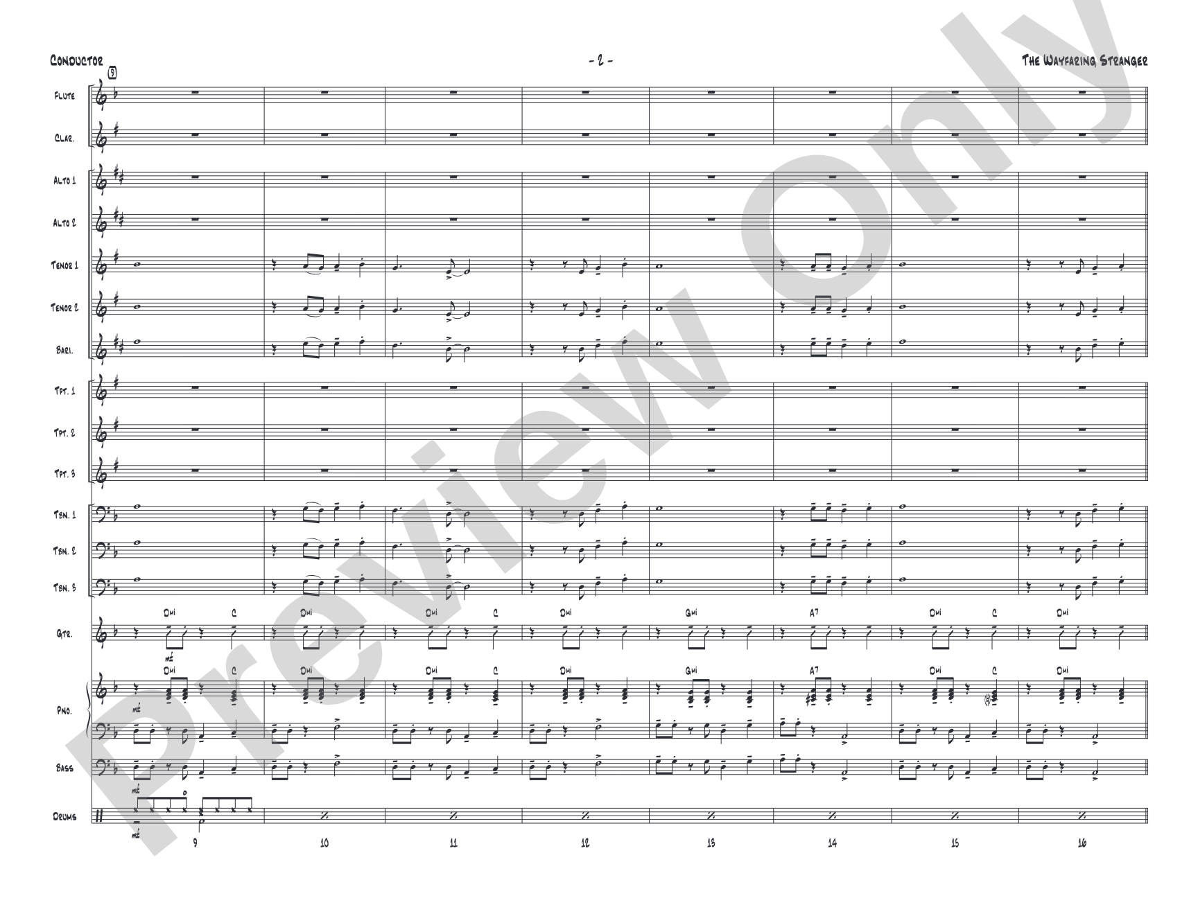 The Wayfaring Stranger: Jazz Ensemble Conductor Score & Parts