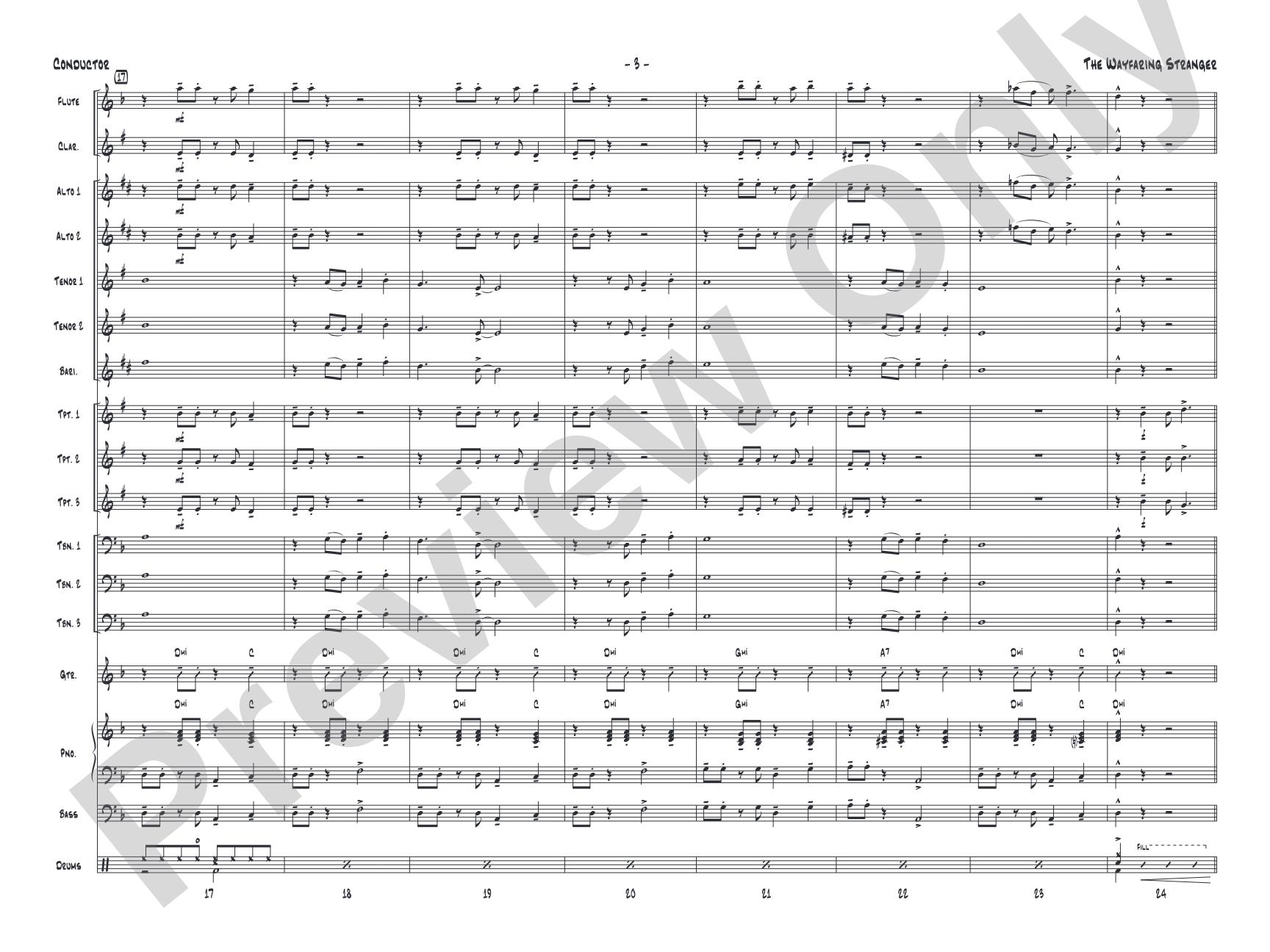 The Wayfaring Stranger: Jazz Ensemble Conductor Score & Parts