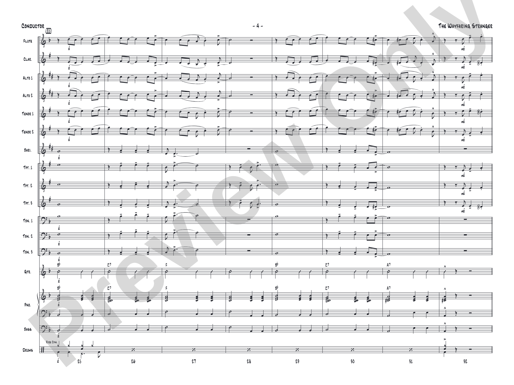 The Wayfaring Stranger: Jazz Ensemble Conductor Score & Parts