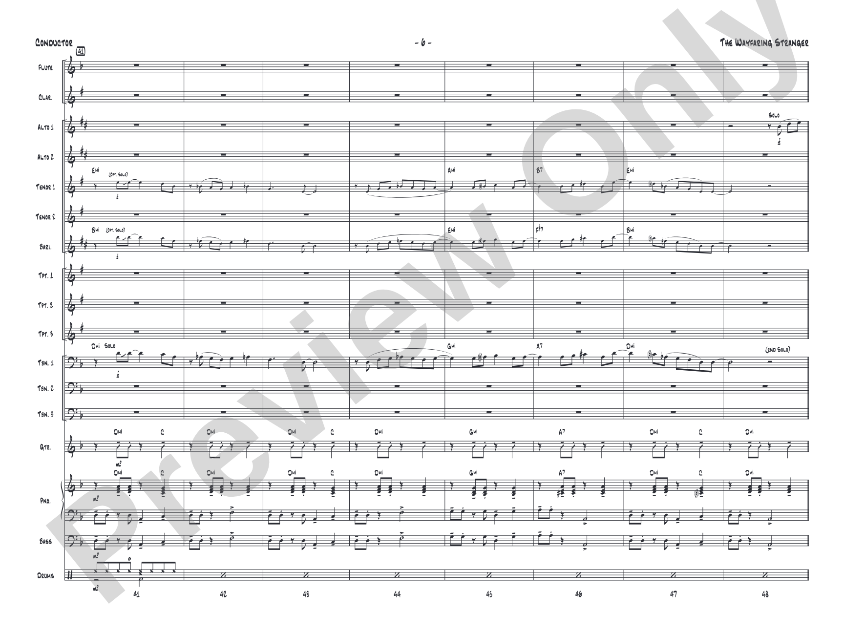 The Wayfaring Stranger: Jazz Ensemble Conductor Score & Parts