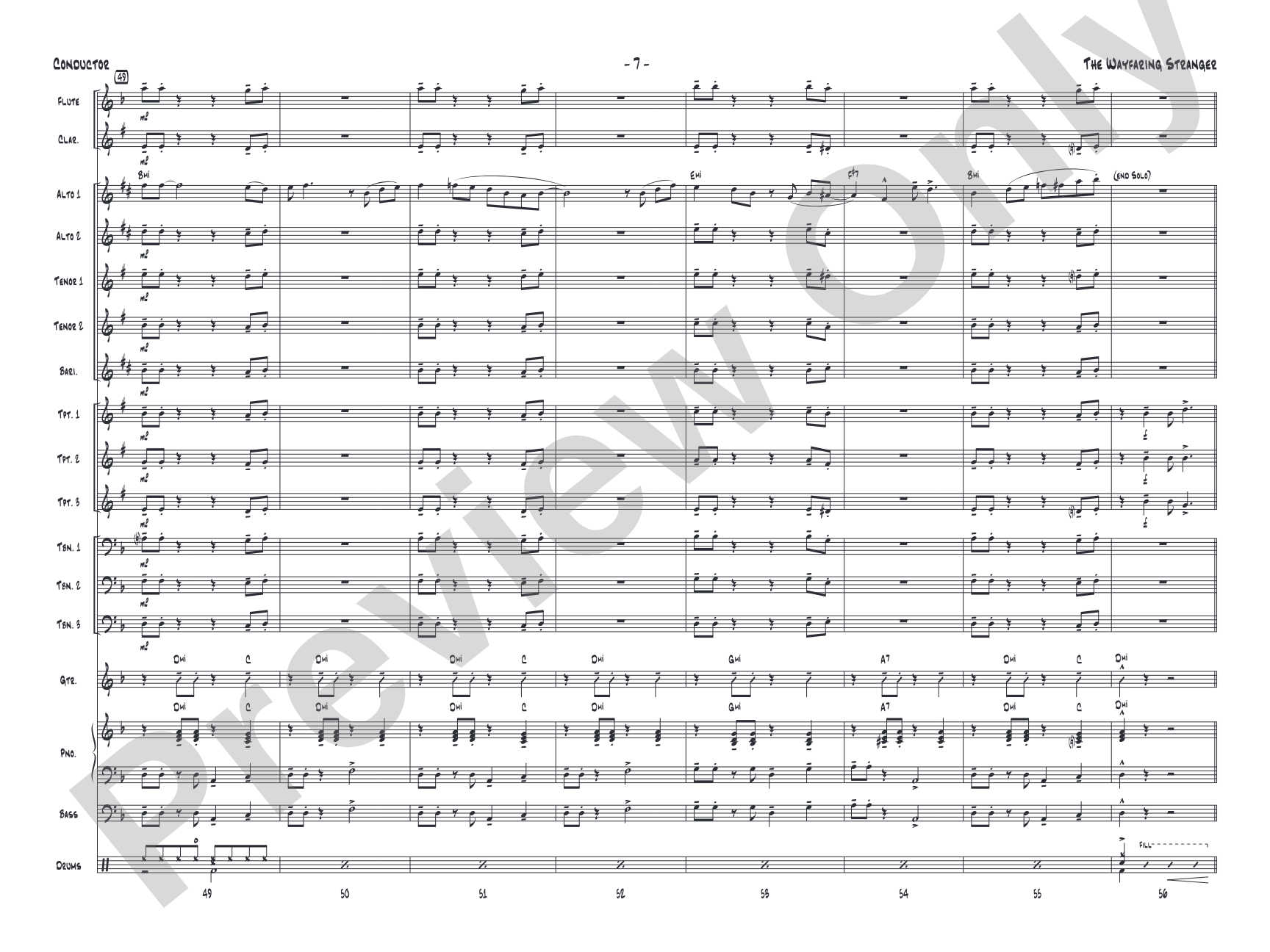 The Wayfaring Stranger: Jazz Ensemble Conductor Score & Parts