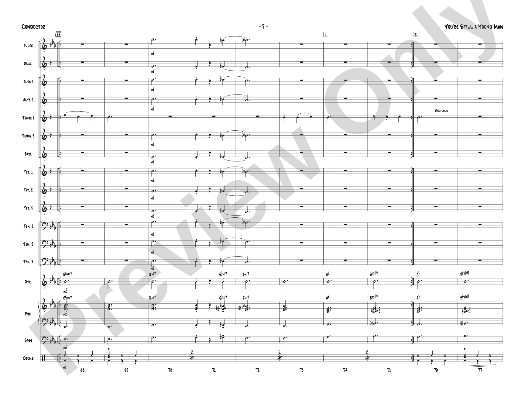 You're Still a Young Man: Jazz Ensemble Conductor Score & Parts