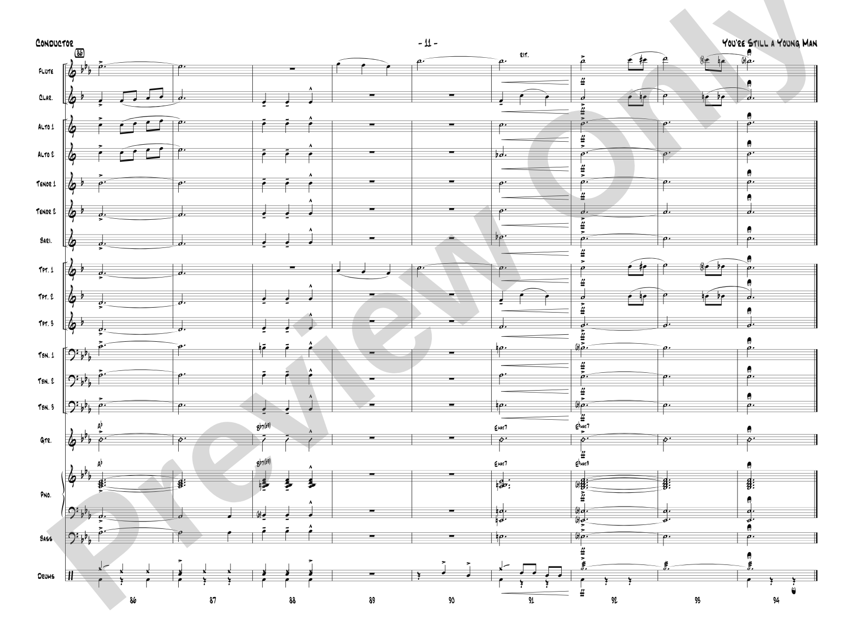You're Still a Young Man: Jazz Ensemble Conductor Score & Parts