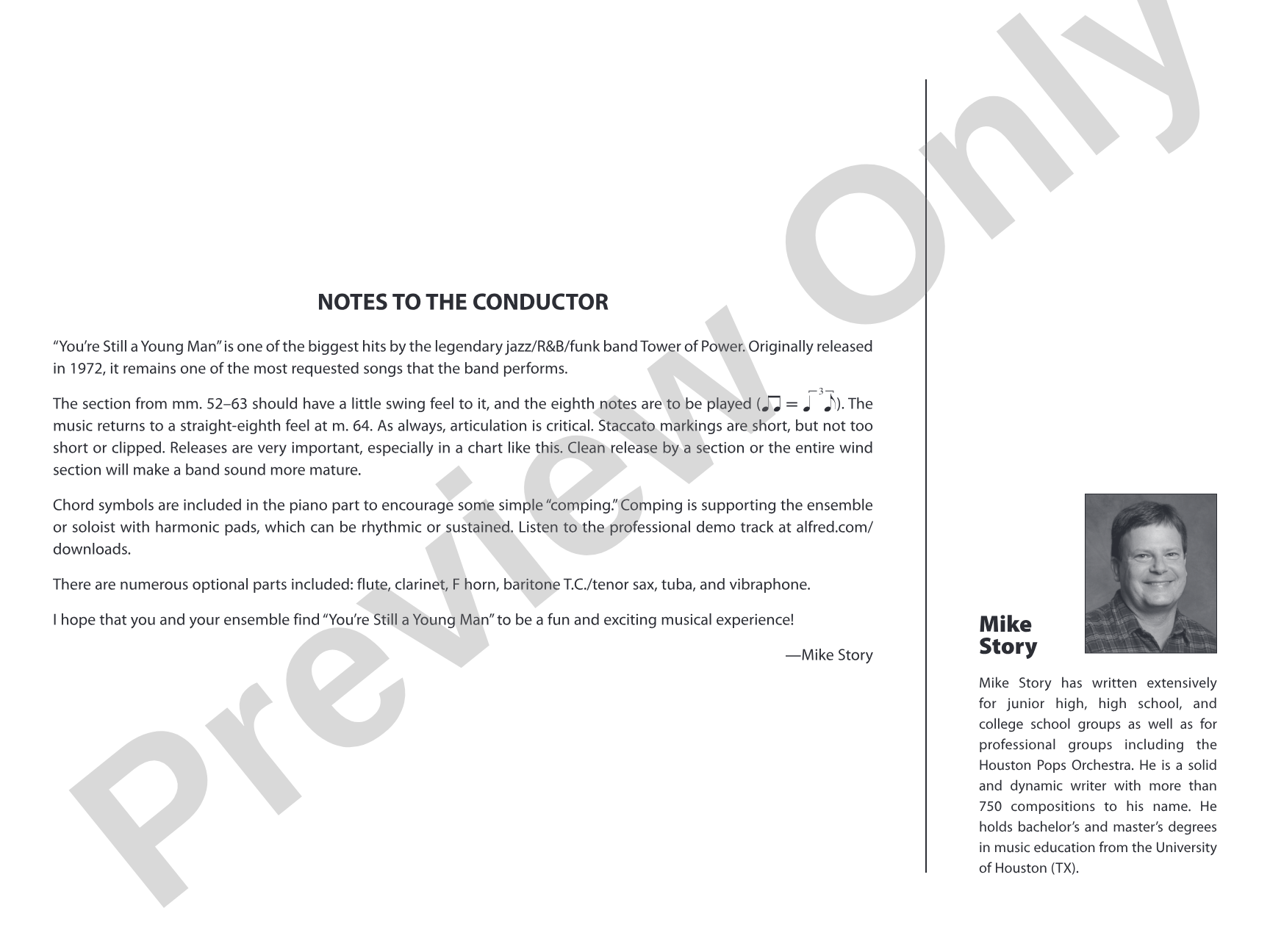 You're Still a Young Man: Jazz Ensemble Conductor Score & Parts