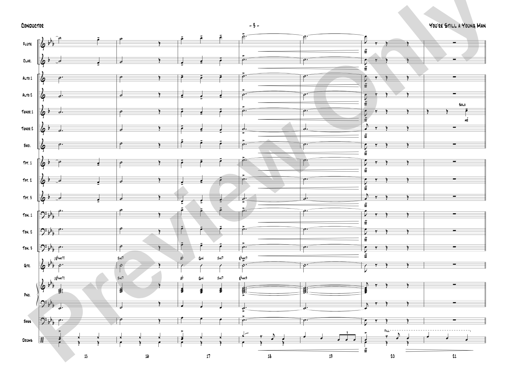 You're Still a Young Man: Jazz Ensemble Conductor Score & Parts