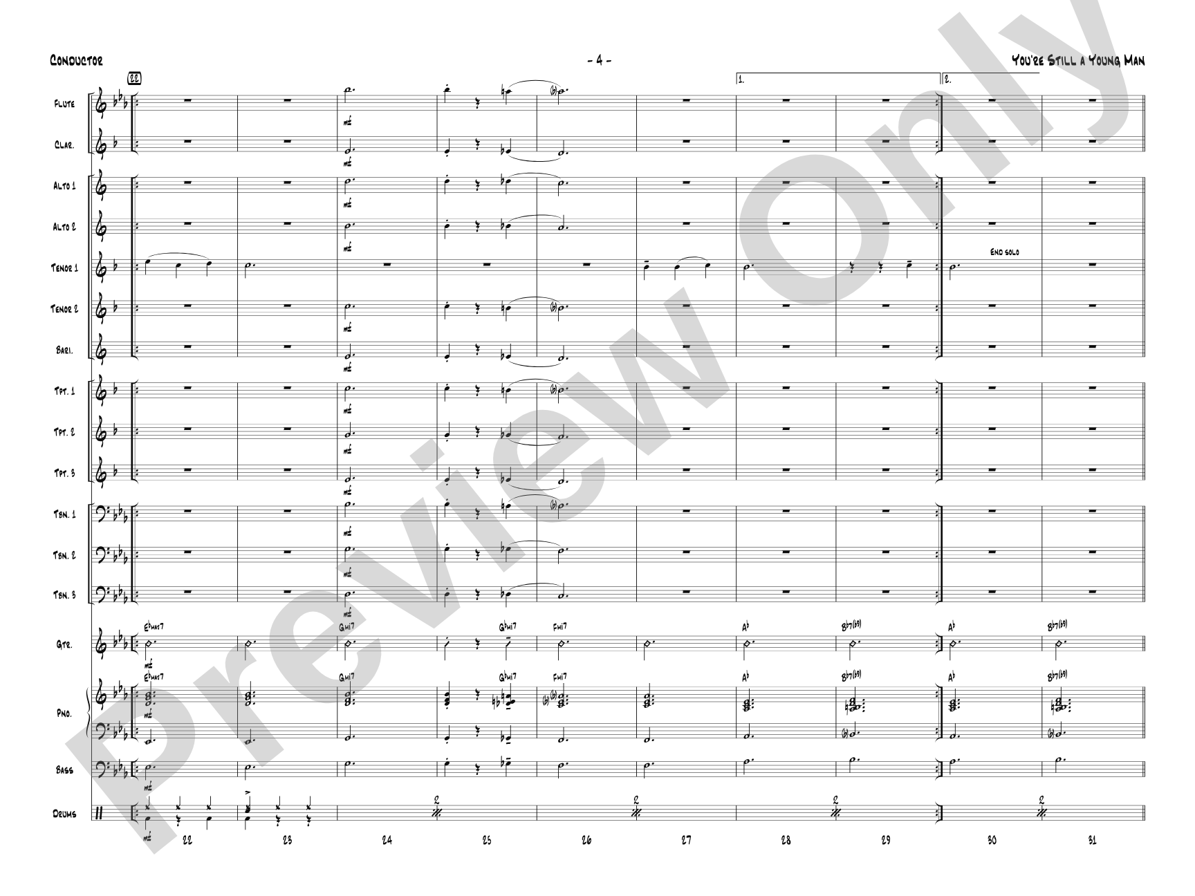 You're Still a Young Man: Jazz Ensemble Conductor Score & Parts